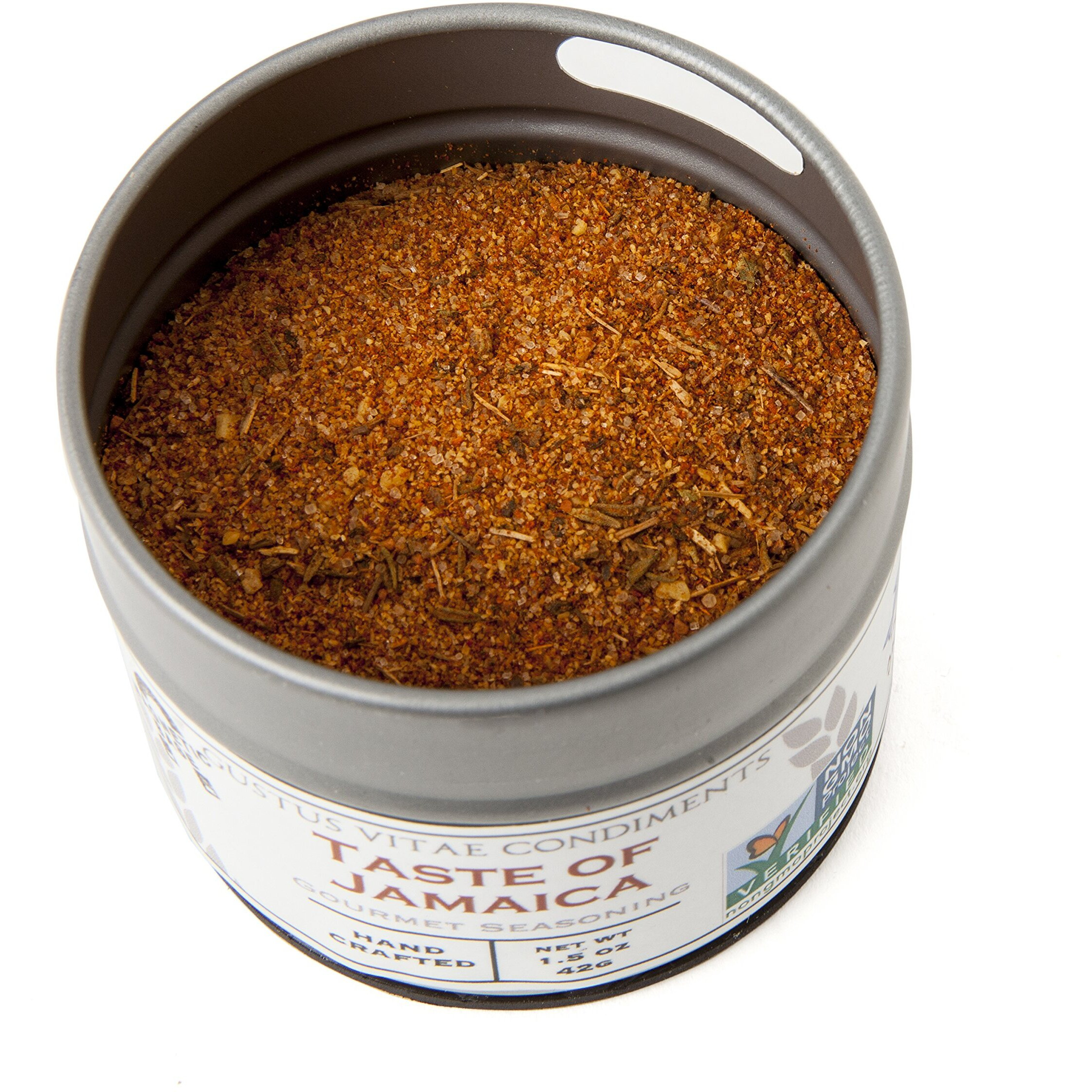 Taste Of Jamaica Jerk Seasoning & Spice Blend - Authentic Artisanal Gourmet Blend - Non Gmo - Crafted In Small Batches - All Natural - Magnetic Tin - Hand Packed - 1.5 Ounce