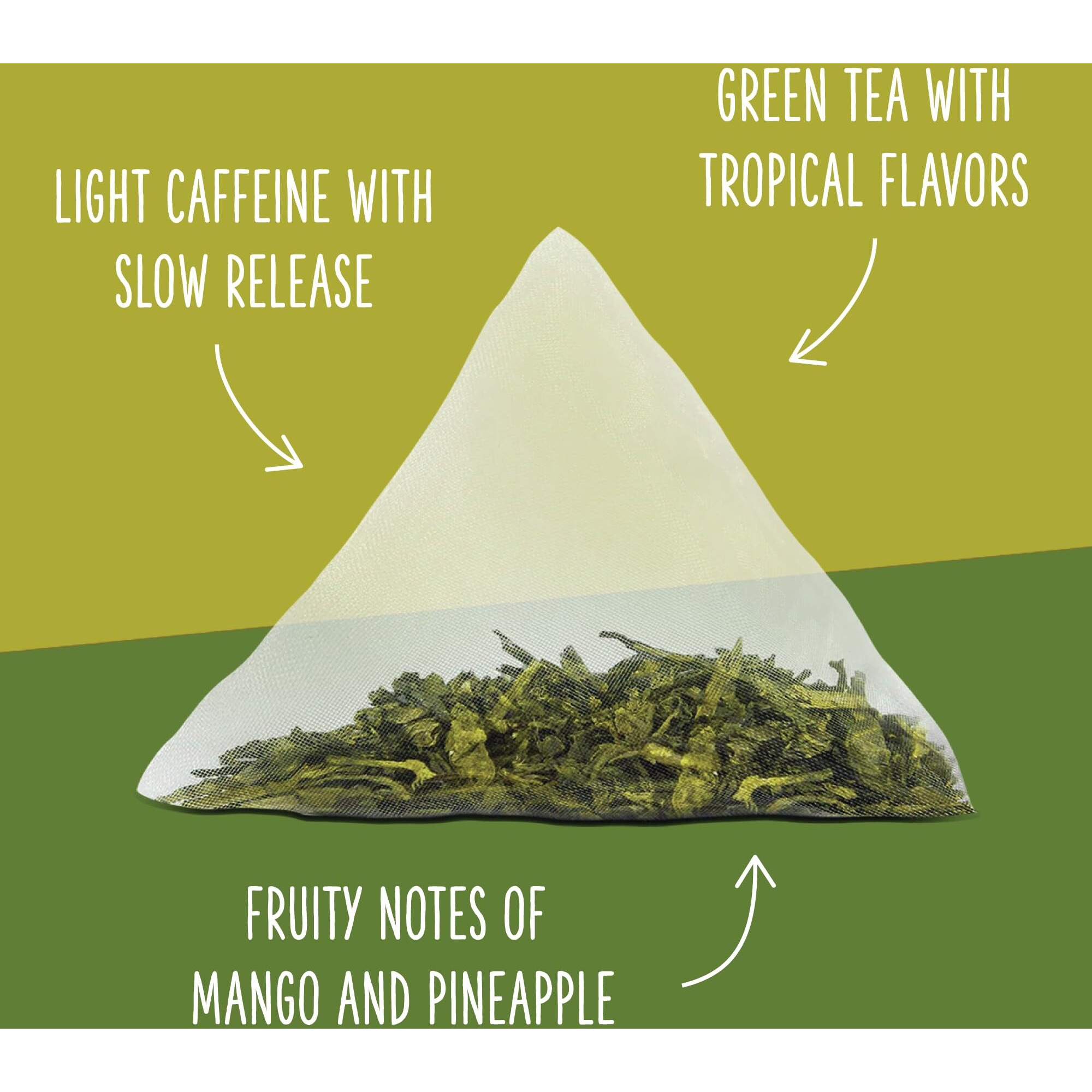 Two Leaves And A Bud Organic Tropical Green Tea, Whole Leaf Green Tea In Compostable Sachets, Sencha Green Tea For Hot Or Iced Tea, 15 Count (Pack Of 1)