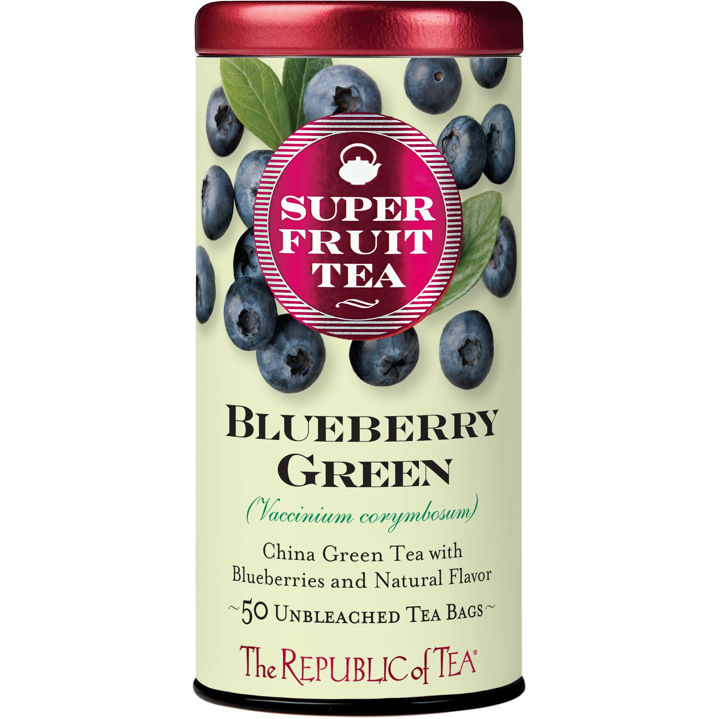 The Republic Of Tea Organic Blueberry Green Superfruit Tea, 50 Tea Bag Tin