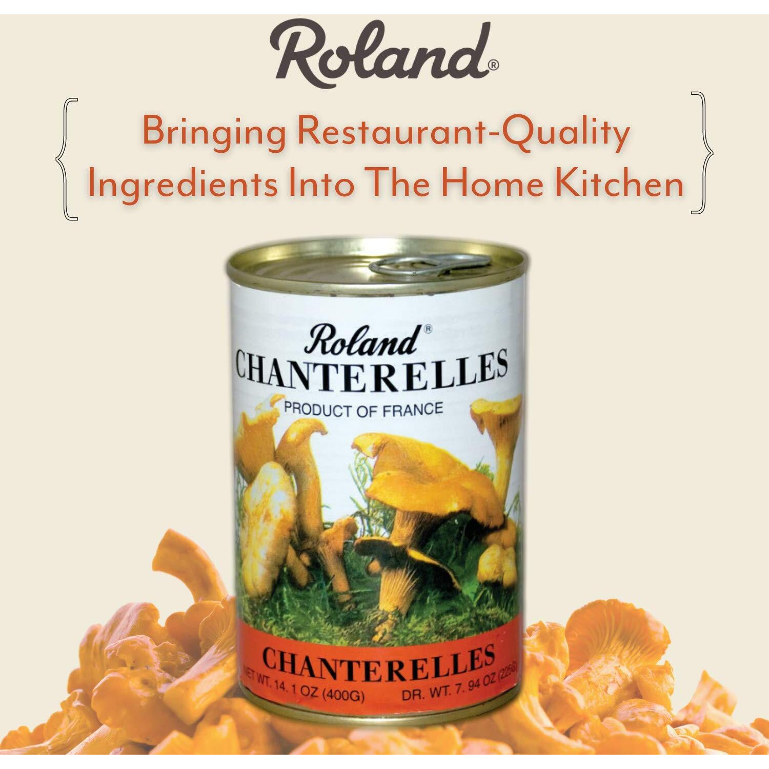 Roland Foods Canned Chanterelle Mushrooms, Specialty Canned Food, 7.9-Ounce Can