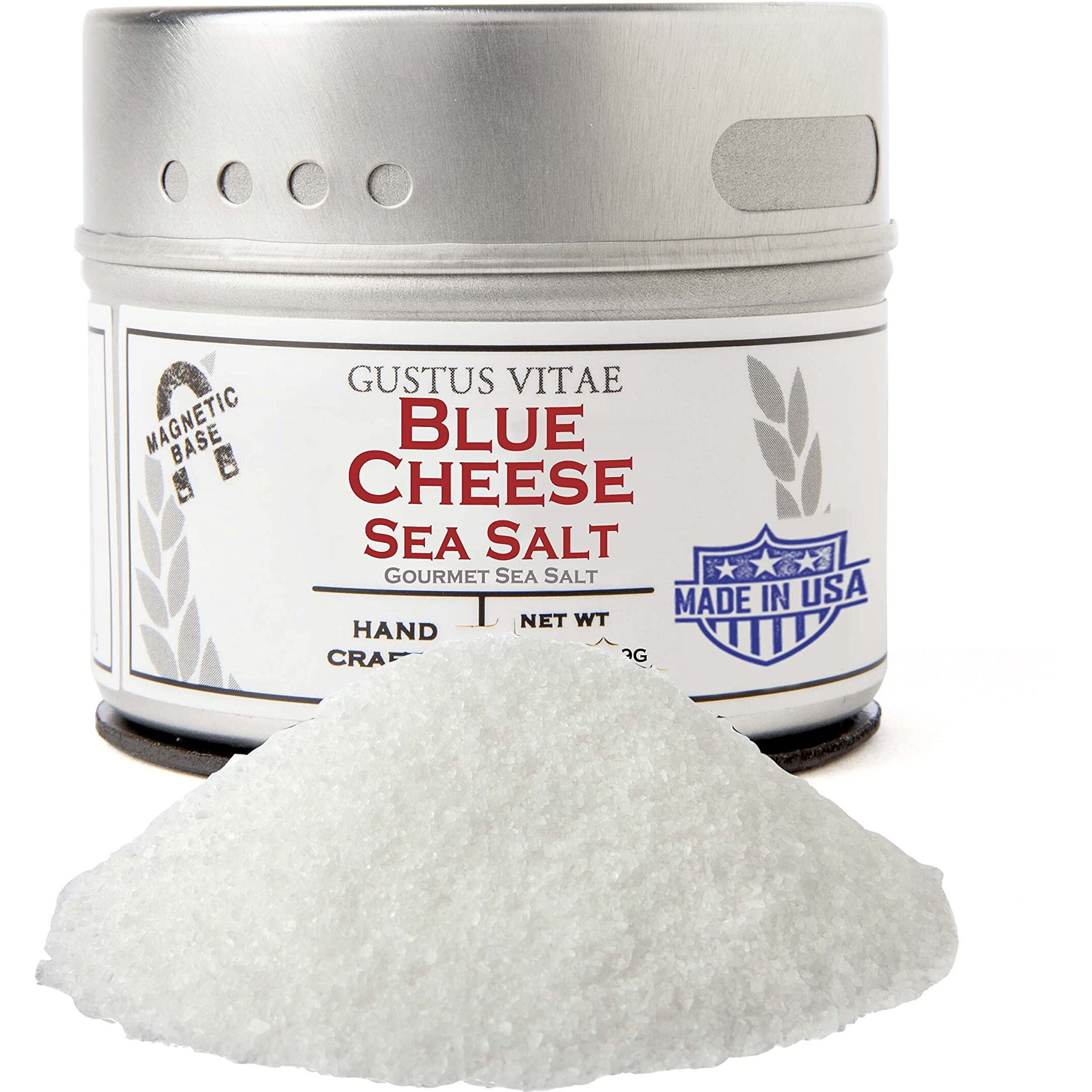 Blue Cheese Sea Salt - Gourmet Infused Sea Salt - Craft Seasoning - Non Gmo - Magnetic Tin - Gourmet Seasoning - 2.7Oz - Crafted In Small Batches By Gustus Vitae - 16