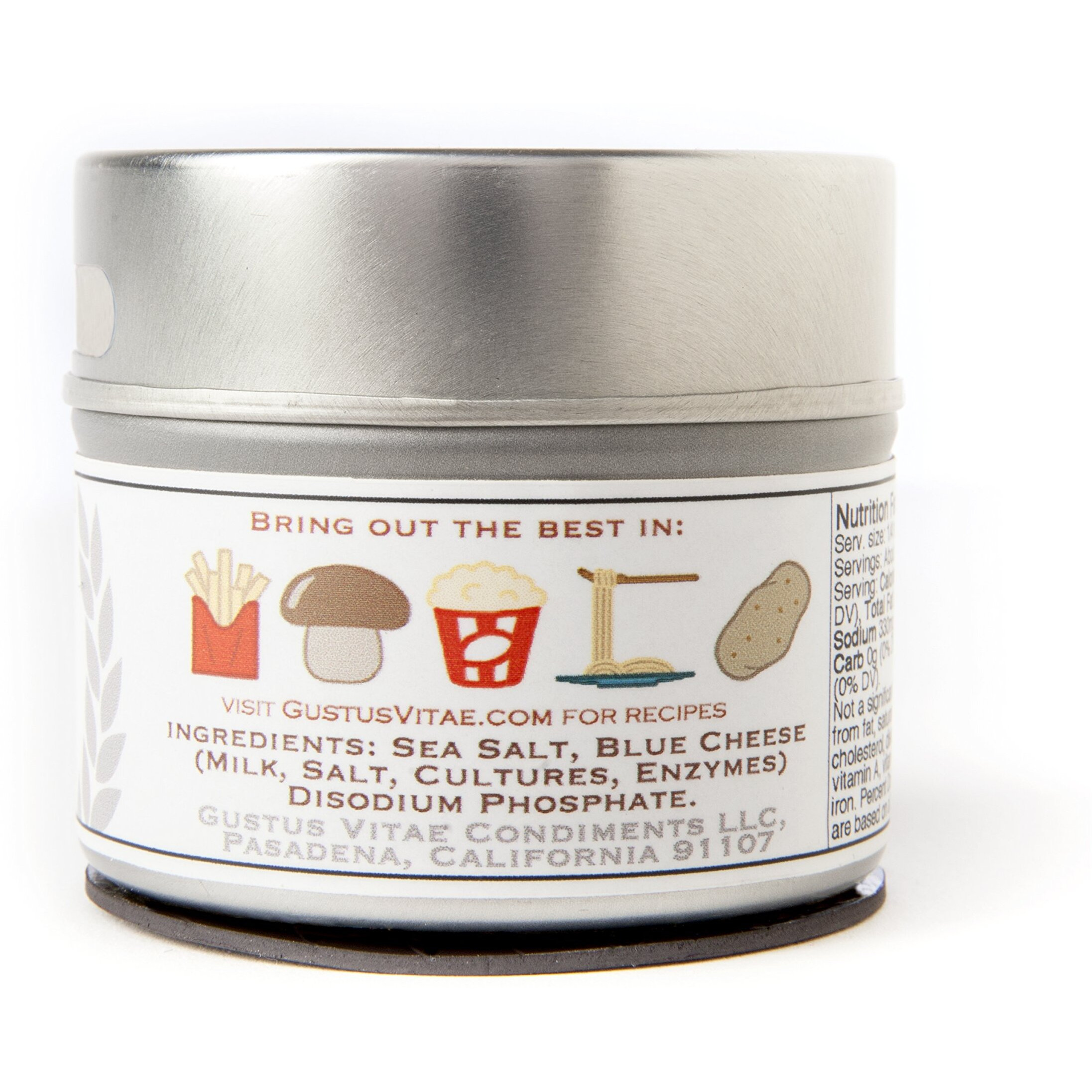 Blue Cheese Sea Salt - Gourmet Infused Sea Salt - Craft Seasoning - Non Gmo - Magnetic Tin - Gourmet Seasoning - 2.7Oz - Crafted In Small Batches By Gustus Vitae - 16