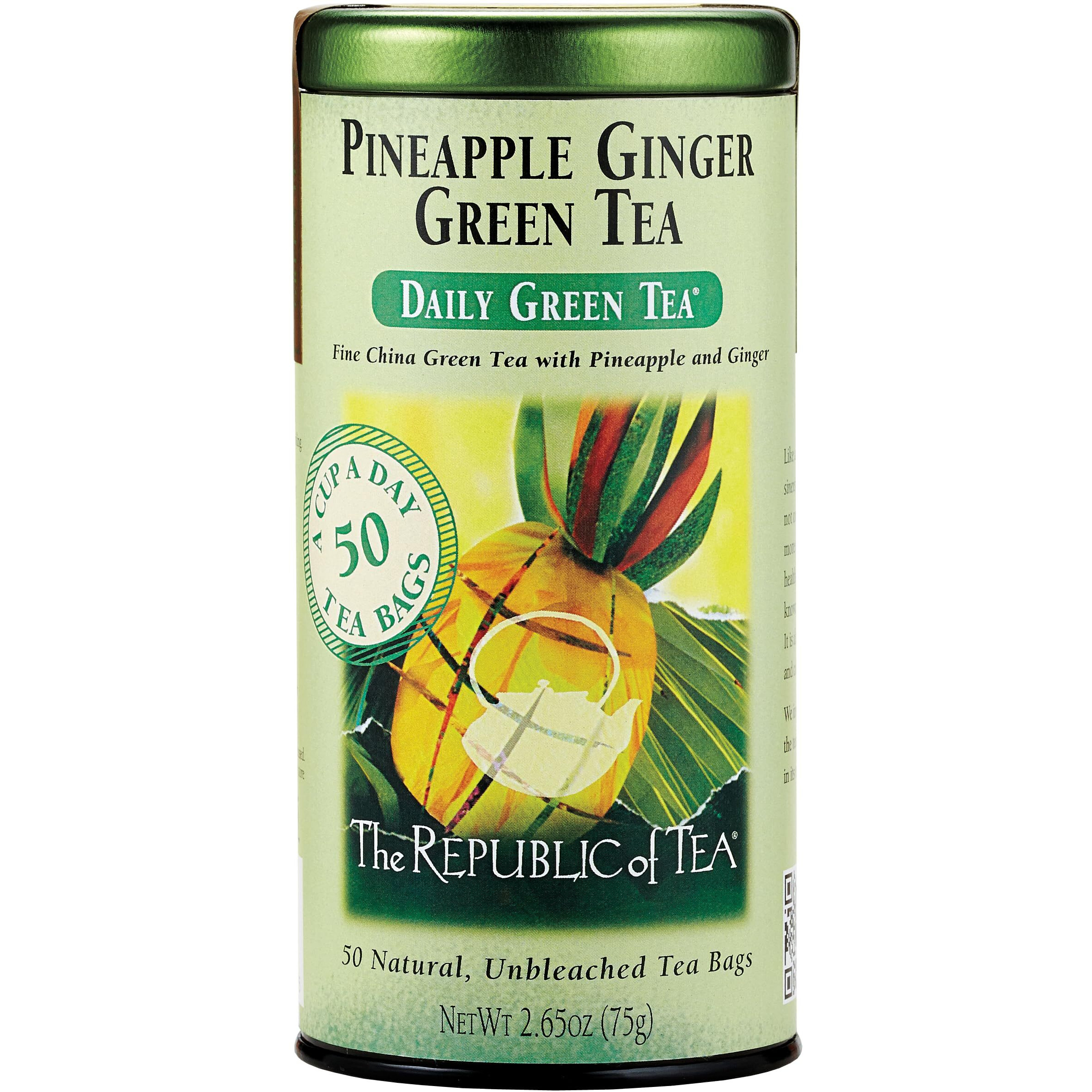 The Republic Of Tea - Pineapple Ginger Daily Green Tea, 50 Tea Bag Tin