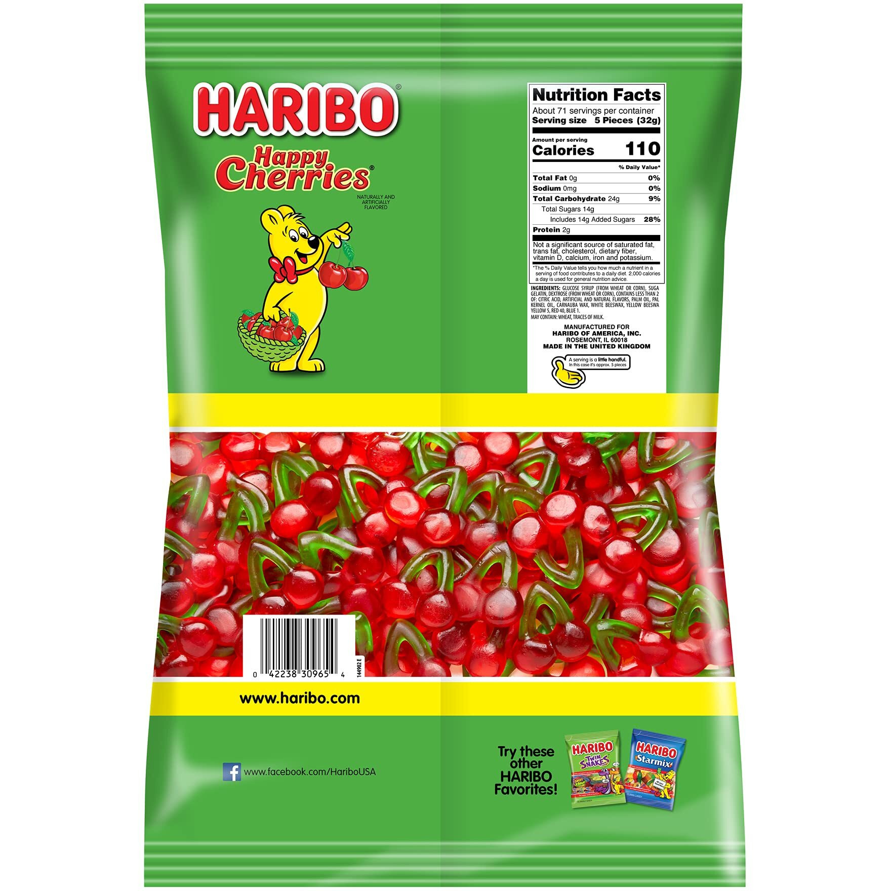 Haribo Gummi Candy, Happy Cherries, 5- Pound Bag