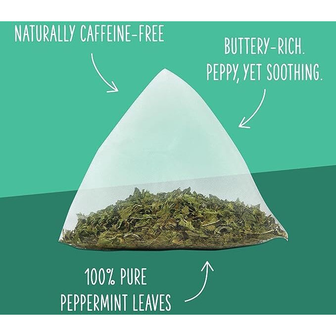 Two Leaves And A Bud Organic Peppermint Tea Bags, Naturally Caffeine Free, Herbal Whole Leaf Peppermint Tea In Compostable Sachets, 100 Count (Pack Of 1)