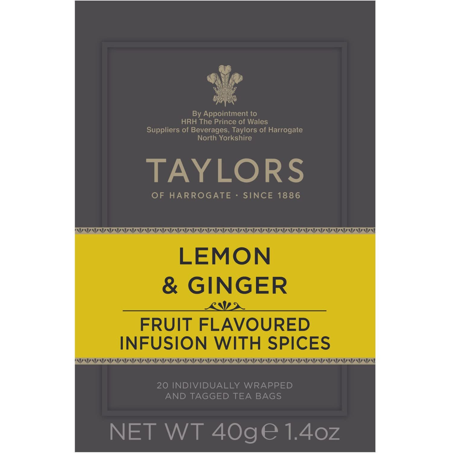 Taylors Of Harrogate Lemon & Ginger Herbal Tea, 20 Count (Pack Of 6)