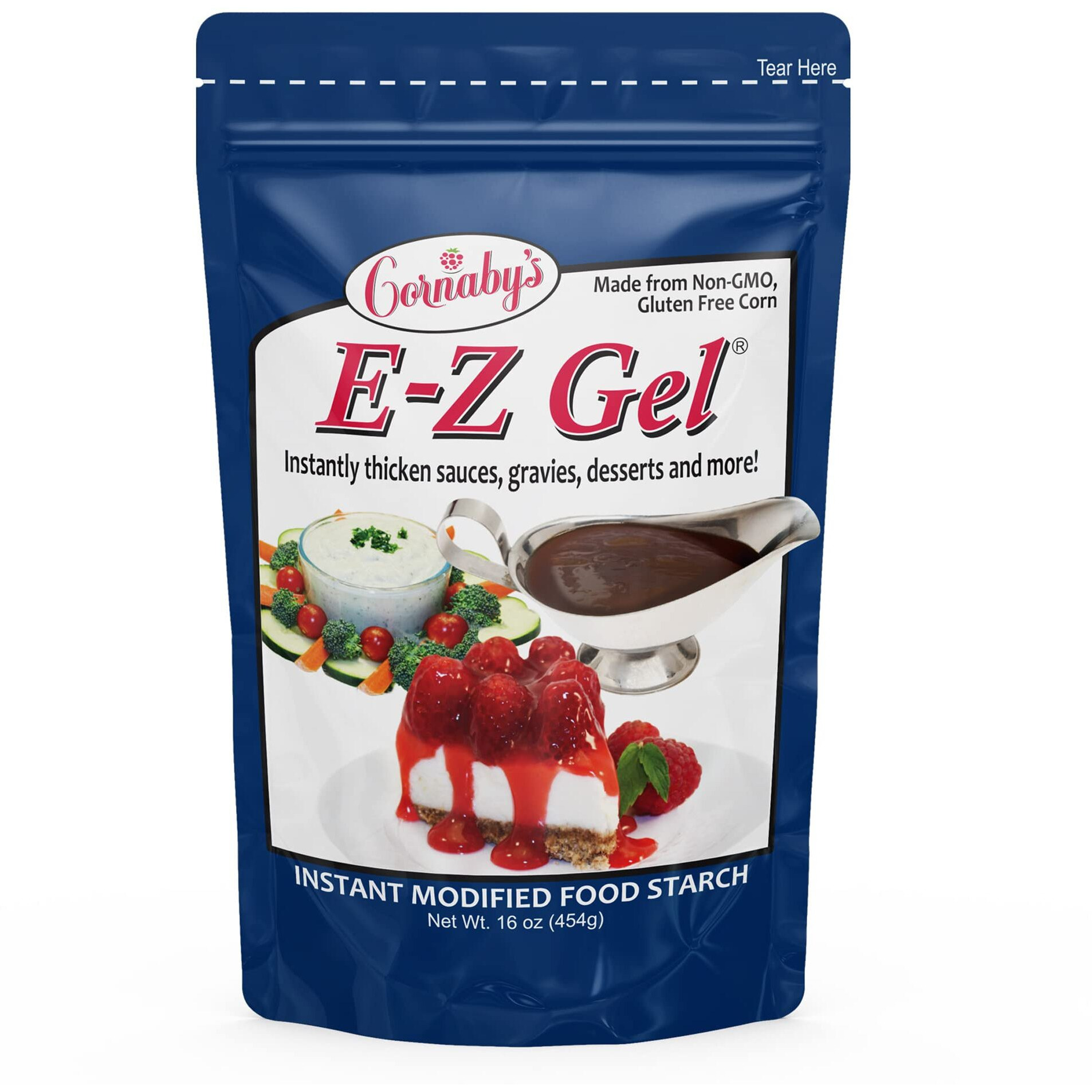 Cornaby's E-Z Gel Instant Food Thickener, 16Oz. (Pack Of 1) | Gluten-Free, Non-Gmo, All-Natural, Instant Food Starch Granules For Thickening Sauces, Soups, Gravy, Desserts, Salad Dressing, And More