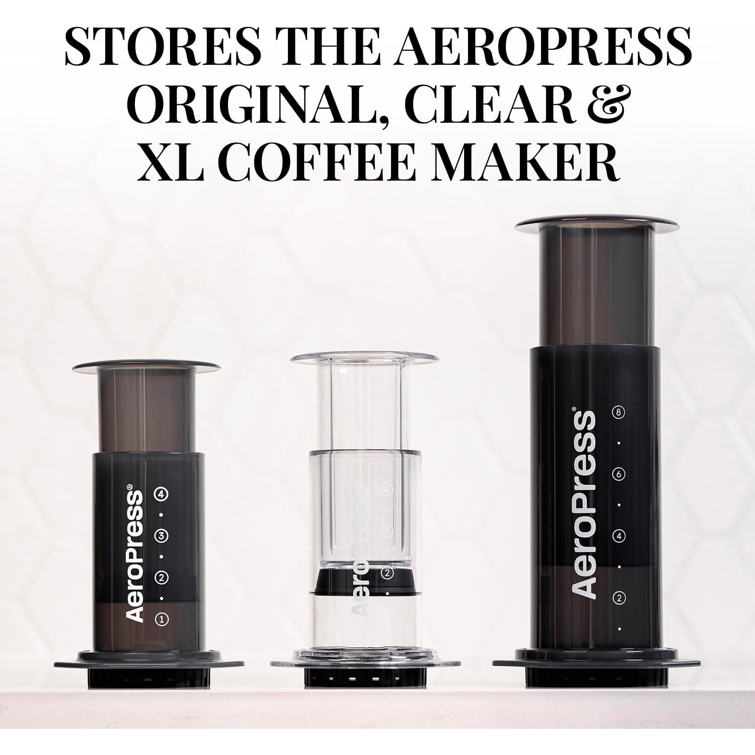 Aeropress Organizer Stand, Compact Storage For Aeropress Original, Clear, Xl Coffee Maker, And Accessories, Ideal Coffee Caddy Storage Station, Experience Slip-Free Storage, Black