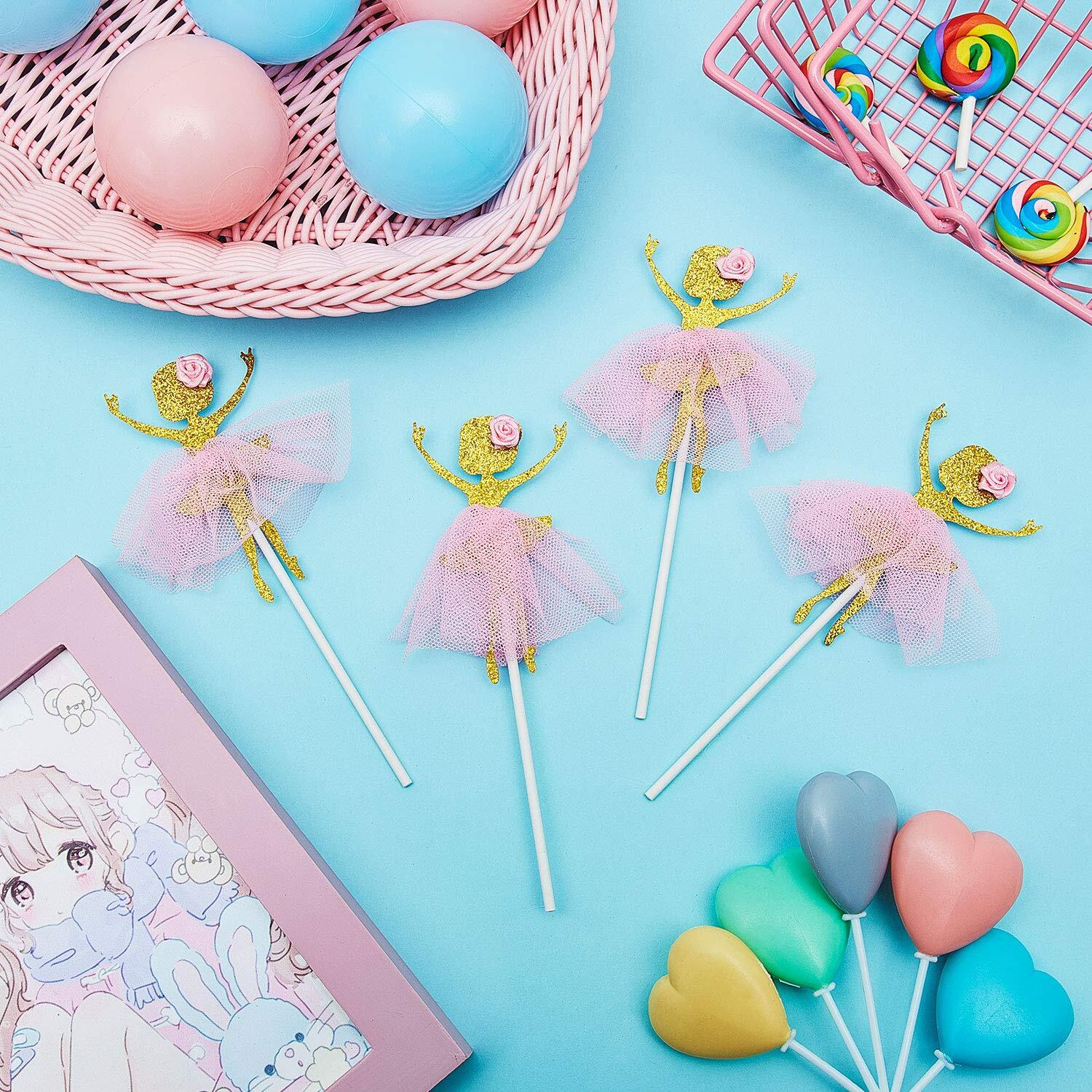 48 Pieces Ballerina Tutu Ballet Dancer Girls Cupcake Toppers Dancing Cake Dessert Muffin Toppers For Wedding Baby Shower Birthday Party
