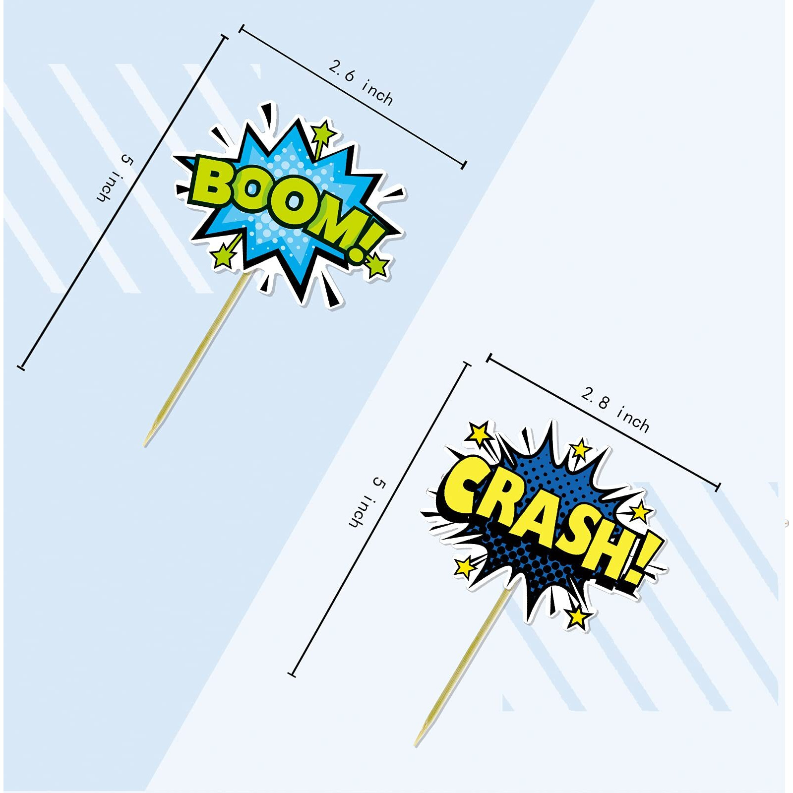 Superhero Boom Cupcake Toppers 48 Pack Happy Birthday Cake Decor For Kids Hero Theme Birthday Party Supplies Celebrating Party Events Baby Shower