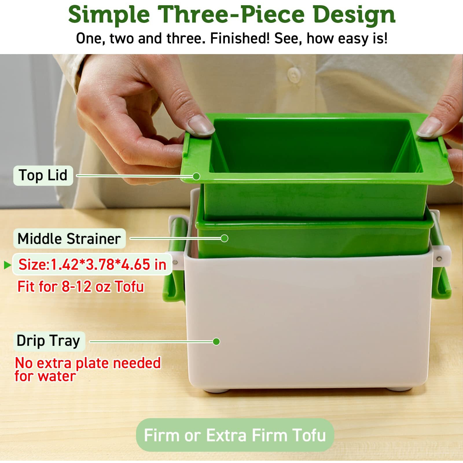 Tofu Press, Easily Remove Water From Tofu In 10-20 Mins For More Delicious, Tofu Squeezer Dishwasher Safe, Tofu Drainer And Strainer, Great Gift For Tofu Lover