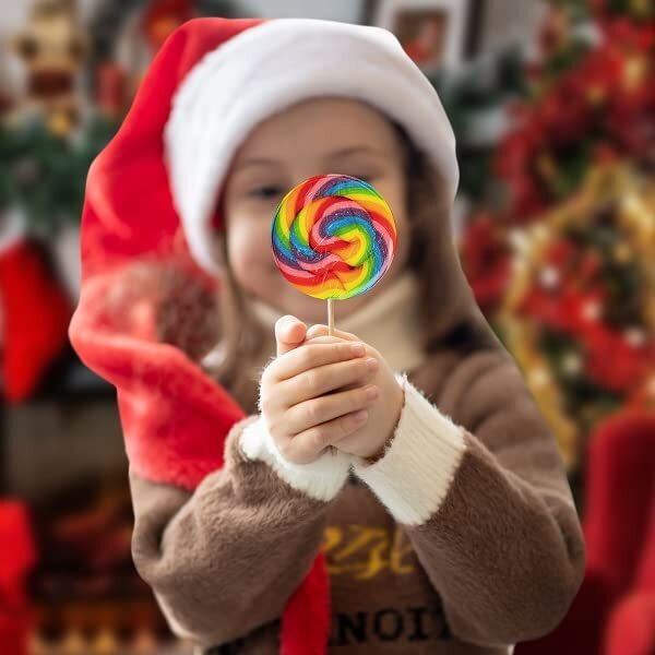 24 Large Rainbow Lollipops Individually Wrapped- Non Broken |12 Giant Swirl Lollipop 3"" And 12 Large Twisty Pops, Carnival Lollipops Party Favors & Decorations, Halloween Trick Or Treat