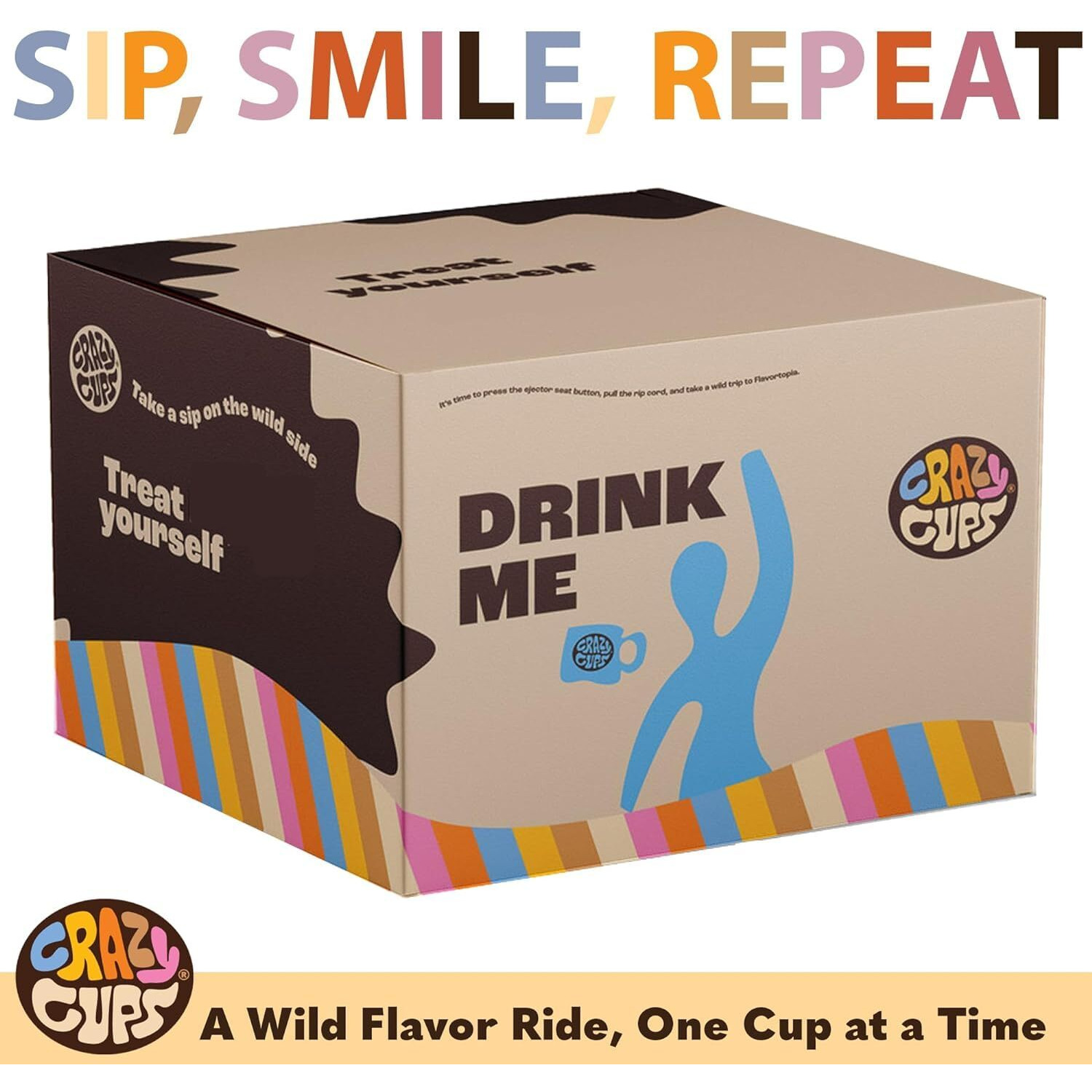 Crazy Cups Decaf Christmas Coffee Pods Variety Pack, Holiday Coffee Sampler Of Single Serve Assorted Flavored Coffee Pods For Keurig K Cup Machines, 50 Count - Great Holiday Coffee Gift