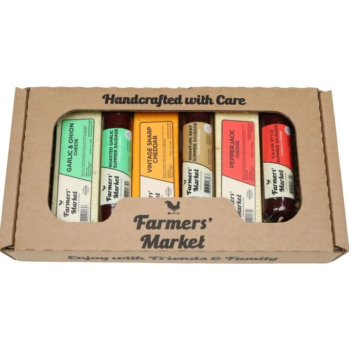 Farmers' Market Charcuterie Gift For Christmas, Wisconsin Cheese, Hickory Smoked Meat, Shelf Stable, Gourmet Meat And Cheese Platter, Classic Charcuterie Assortment