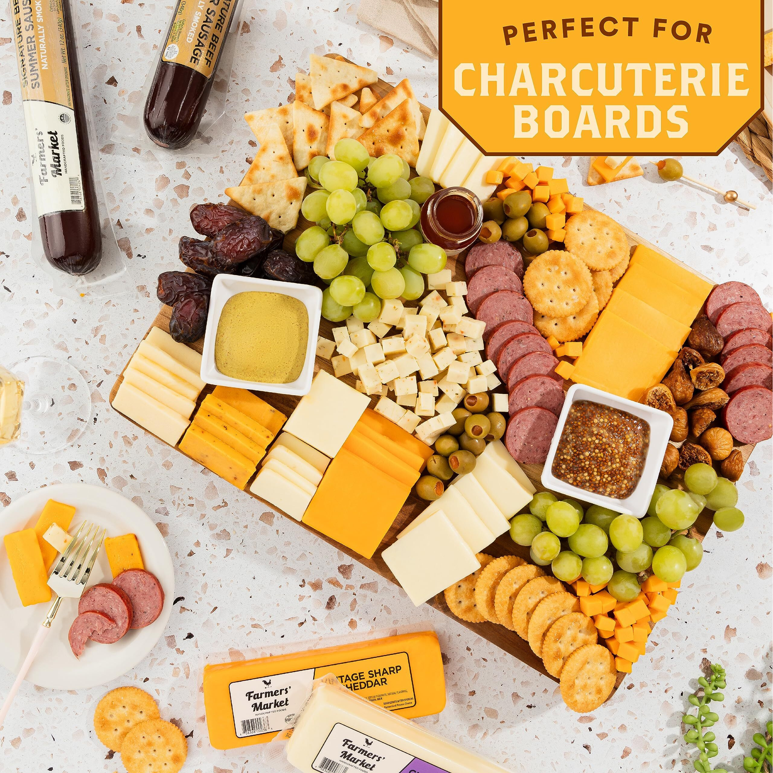 Farmers' Market Charcuterie Gift For Christmas, Wisconsin Cheese, Hickory Smoked Meat, Shelf Stable, Gourmet Meat And Cheese Platter, Classic Charcuterie Assortment