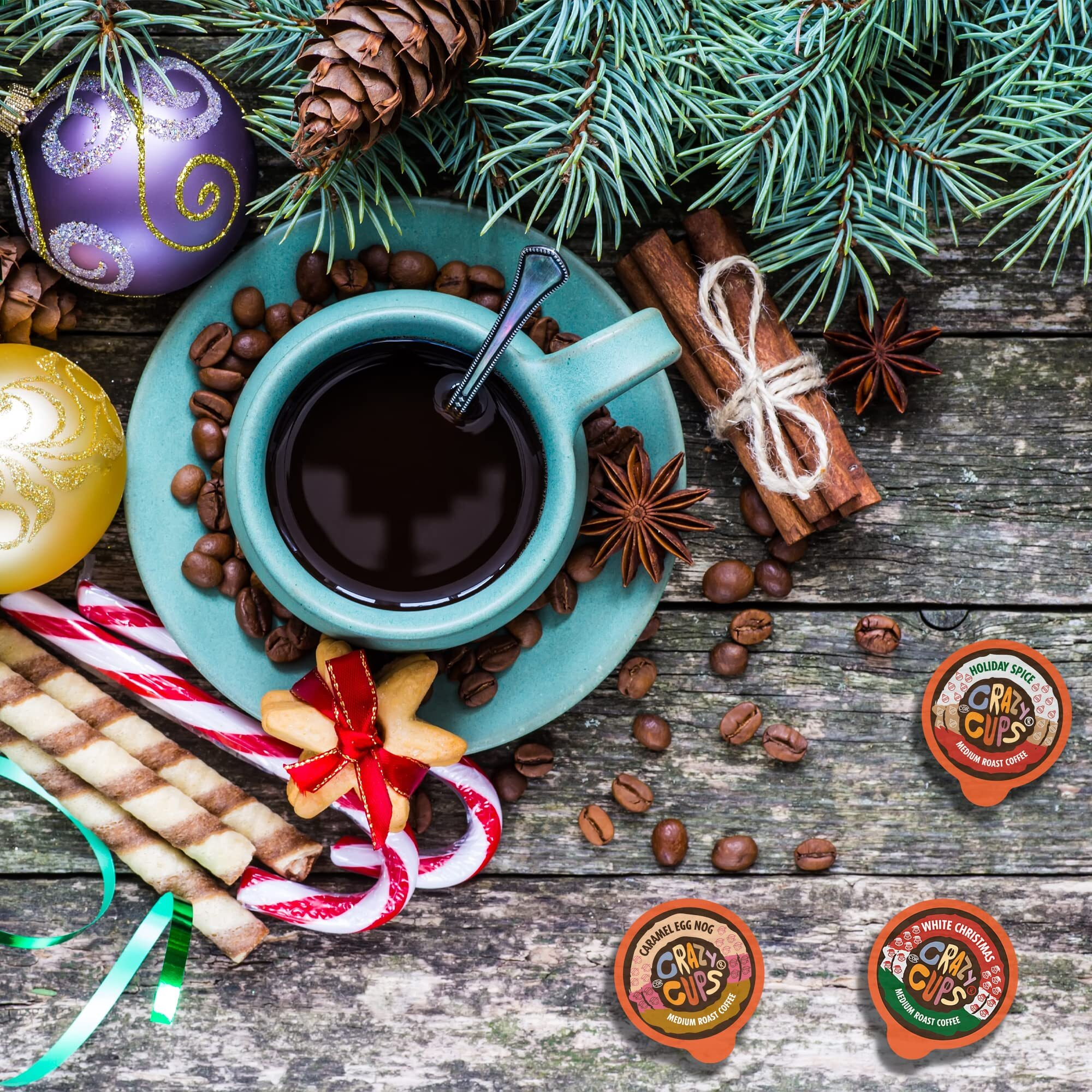 Crazy Cups Christmas Variety Pack Of Single Serve Flavored Coffee Pods For Keurig, 30 Count Holiday Gift