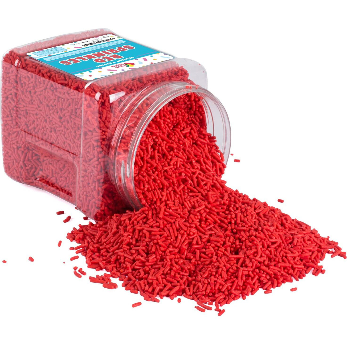Red Sprinkles - 1.6 Pounds - Bulk Red Jimmies Sprinkles - Red Christmas Sprinkles For Cake Decorating - Dessert Toppings For Ice Cream, Cupcakes, Cookies, Cake Pops
