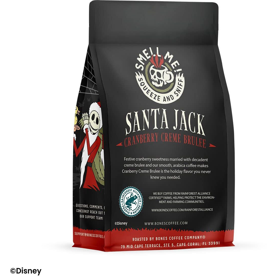 Bones Coffee Company Santa Jack Ground Coffee Beans Cranberry Creme Brulee, Low Acid Coffee Made With Arabica Coffee Beans, Medium Roast Coffee Inspired By The Nightmare Before Christmas (12 Oz)