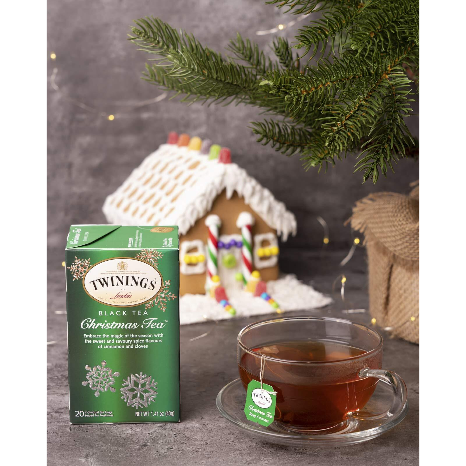 Twinings Christmas Black Tea, 20 Count (Pack Of 6), Individually Wrapped Bags, Caffeinated, Aromatic Cinnamon & Clove, Enjoy Hot Or Iced