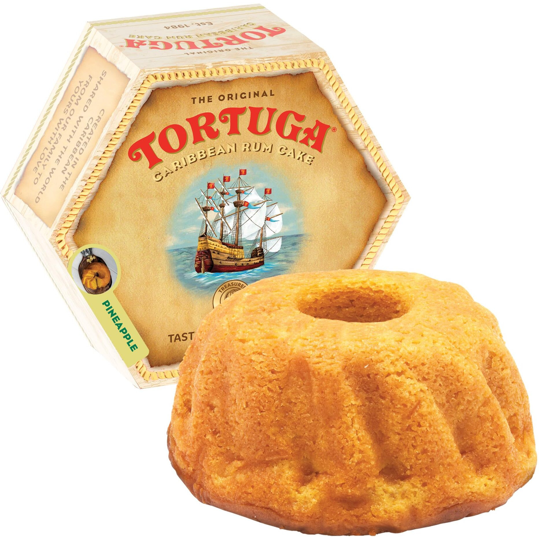 Tortuga Caribbean Pineapple Rum Cake - 16 Oz Caribbean Pineapple Rum Cakes - The Perfect Premium Gourmet Gift For Stocking Stuffers, Gift Baskets, And Christmas Gifts - Great Snack Cakes For Delivery