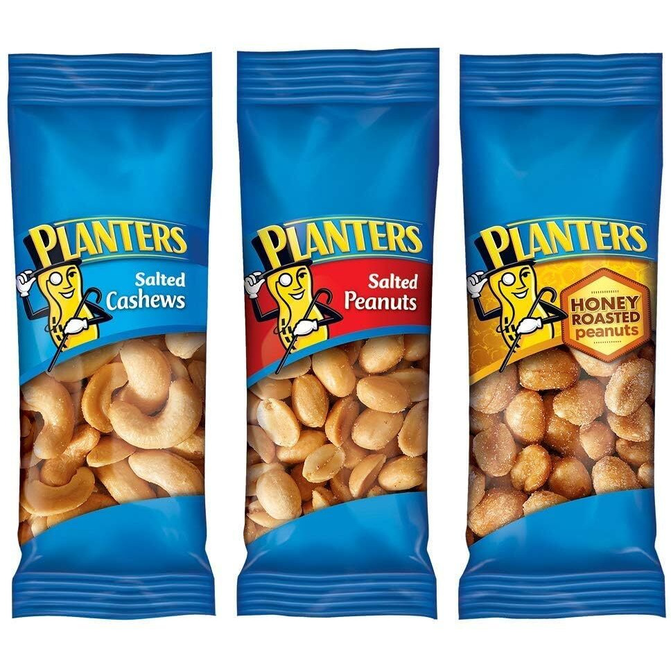 Planters Variety Pack, Salted Cashews, Salted Peanuts & Honey Roasted Peanuts, On-The-Go Nut Snacks, Individually Packed Snacks, Quick Snack For Adults, After School Snack, Kosher, (36 Pack)