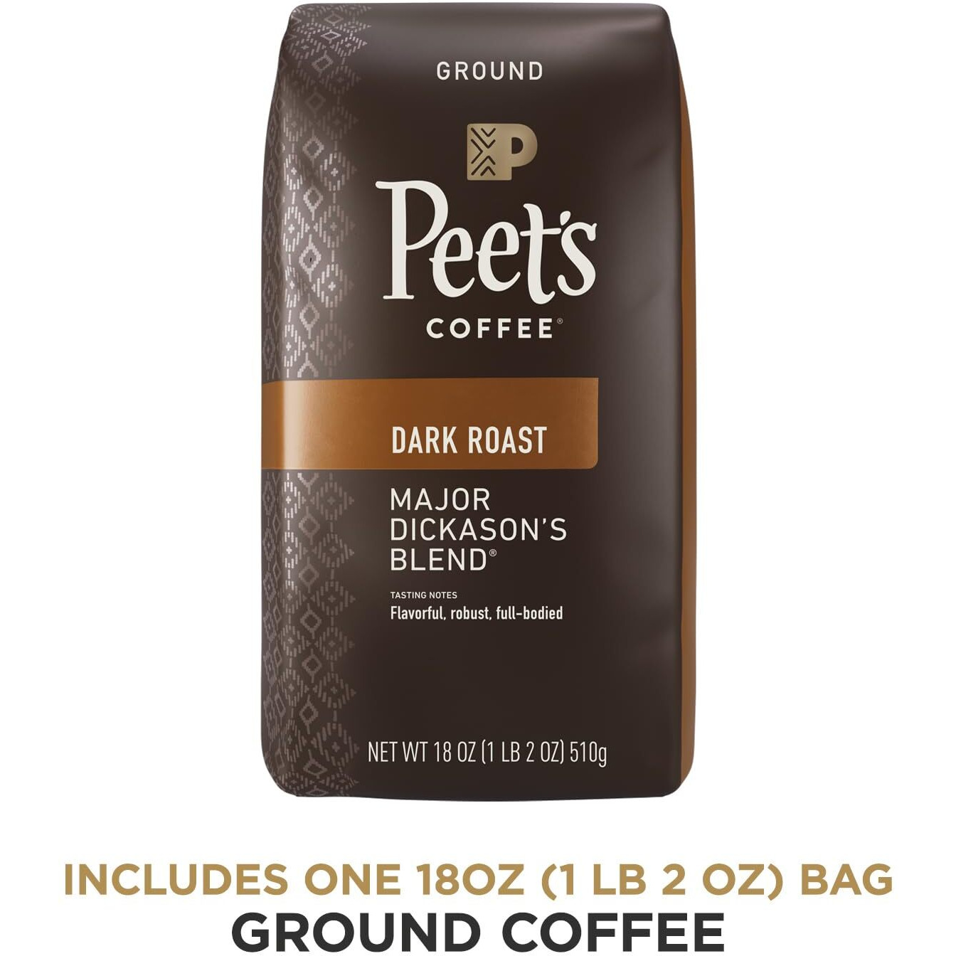 Peet's Coffee, Dark Roast Ground Coffee - Major Dickason's Blend 18 Ounce Bag