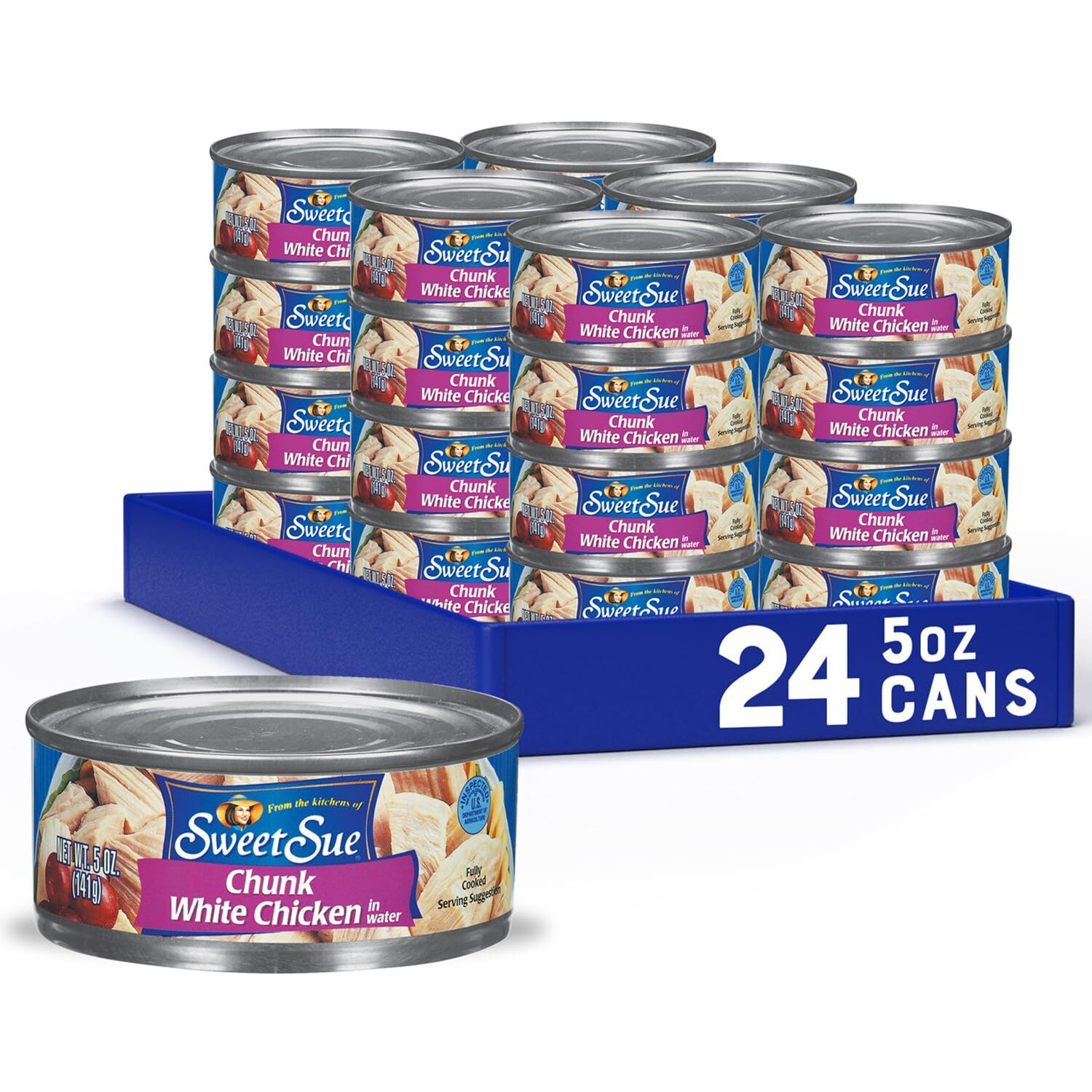 Sweet Sue Chunk White Chicken In Water, 5 Oz Can (Pack Of 24) - 11G Protein Per Serving - Gluten Free, Keto Friendly - Great For Snack, Lunch Or Dinner Recipes