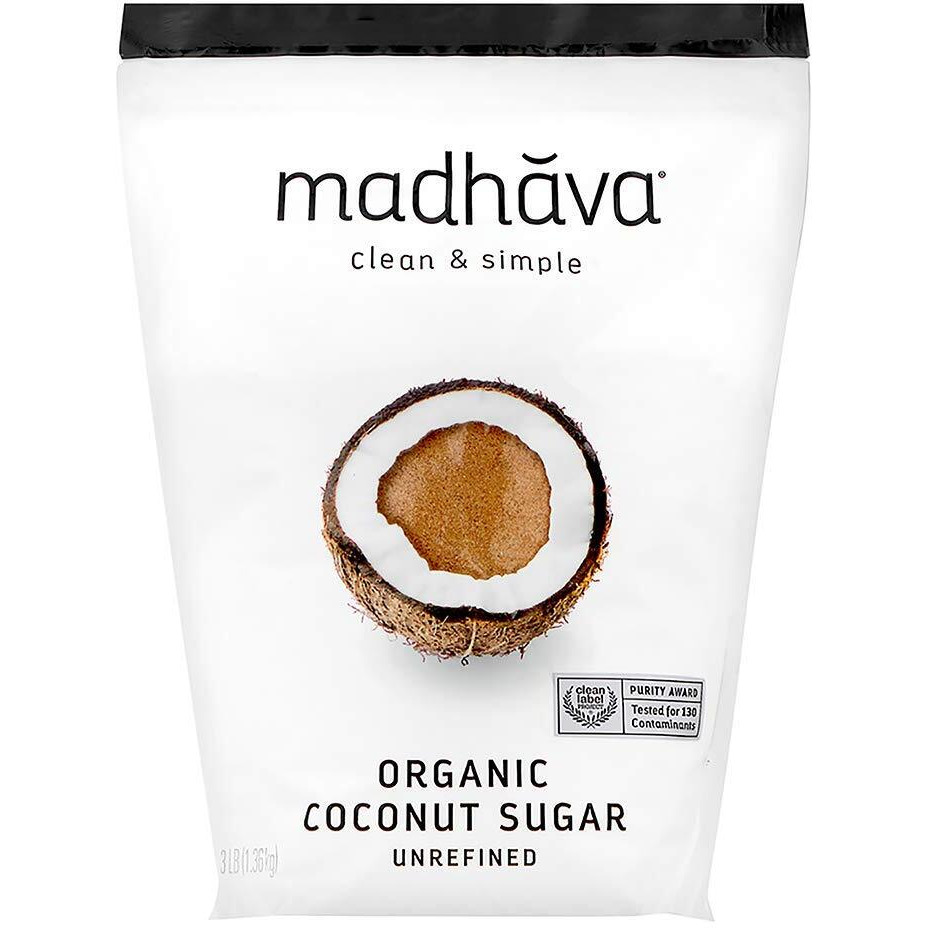 Madhava Organic Coconut Sugar 3 Lb. Bag (Pack Of 1), Natural Sweetener, Sugar Alternative, Unrefined, Sugar For Coffee, Tea & Recipes, Vegan, Organic, Non Gmo