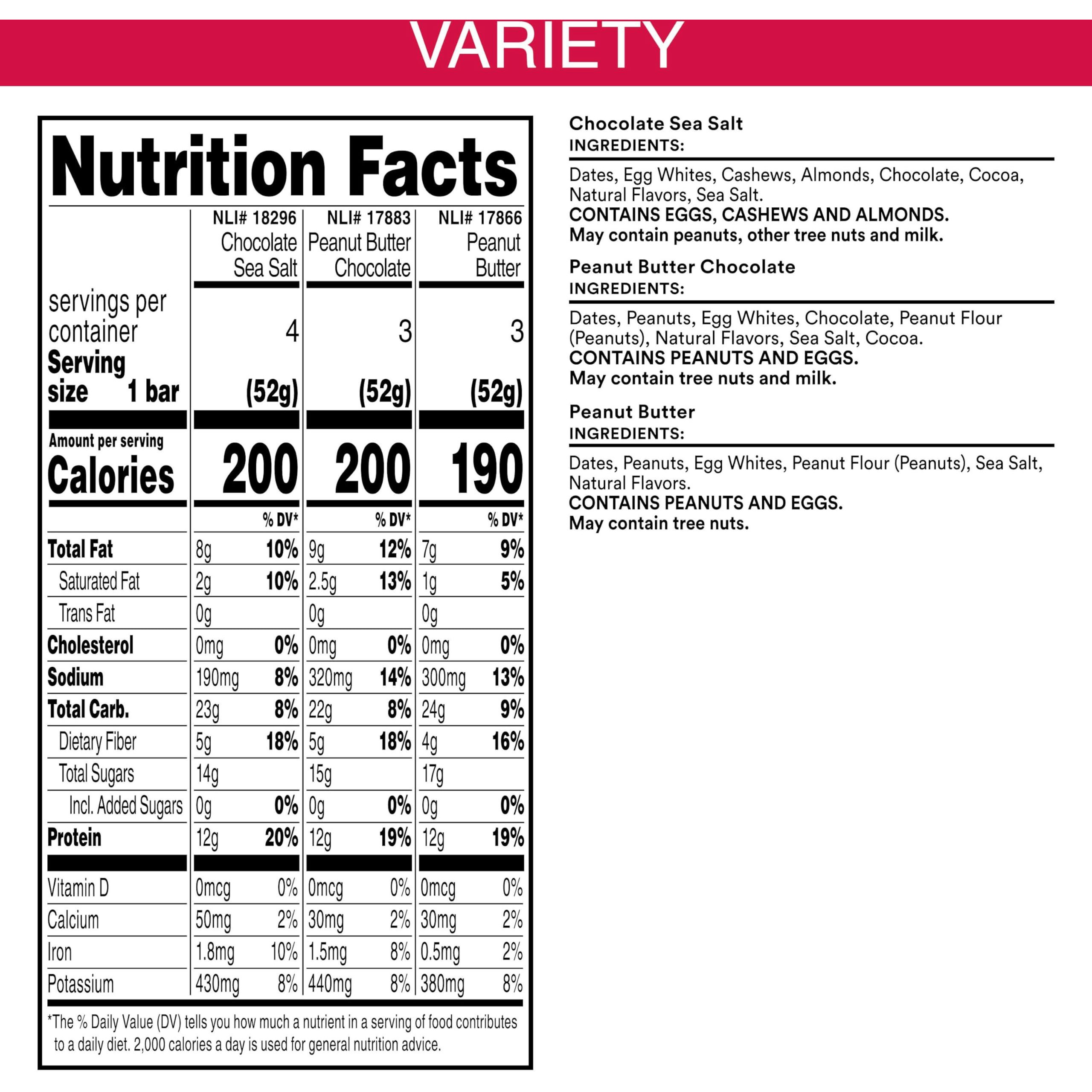 Rxbar Protein Bars, Protein Snacks, Snack Bars, Variety Pack, 18.3Oz Box (10 Bars)