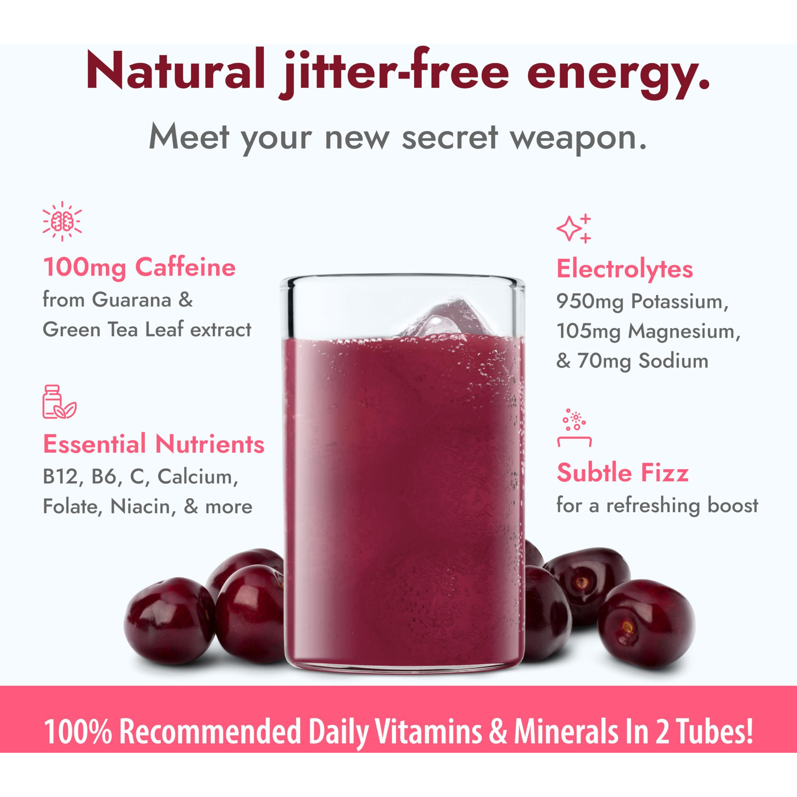 Zipfizz Daily Energy Drink Powder, Black Cherry, 20 Pack 3-In-1 Sustained Energy, Rapid Hydration, And Essential Vitamins Sugar-Free Electrolyte Powder Contains Vitamin B-12 & Antioxidants