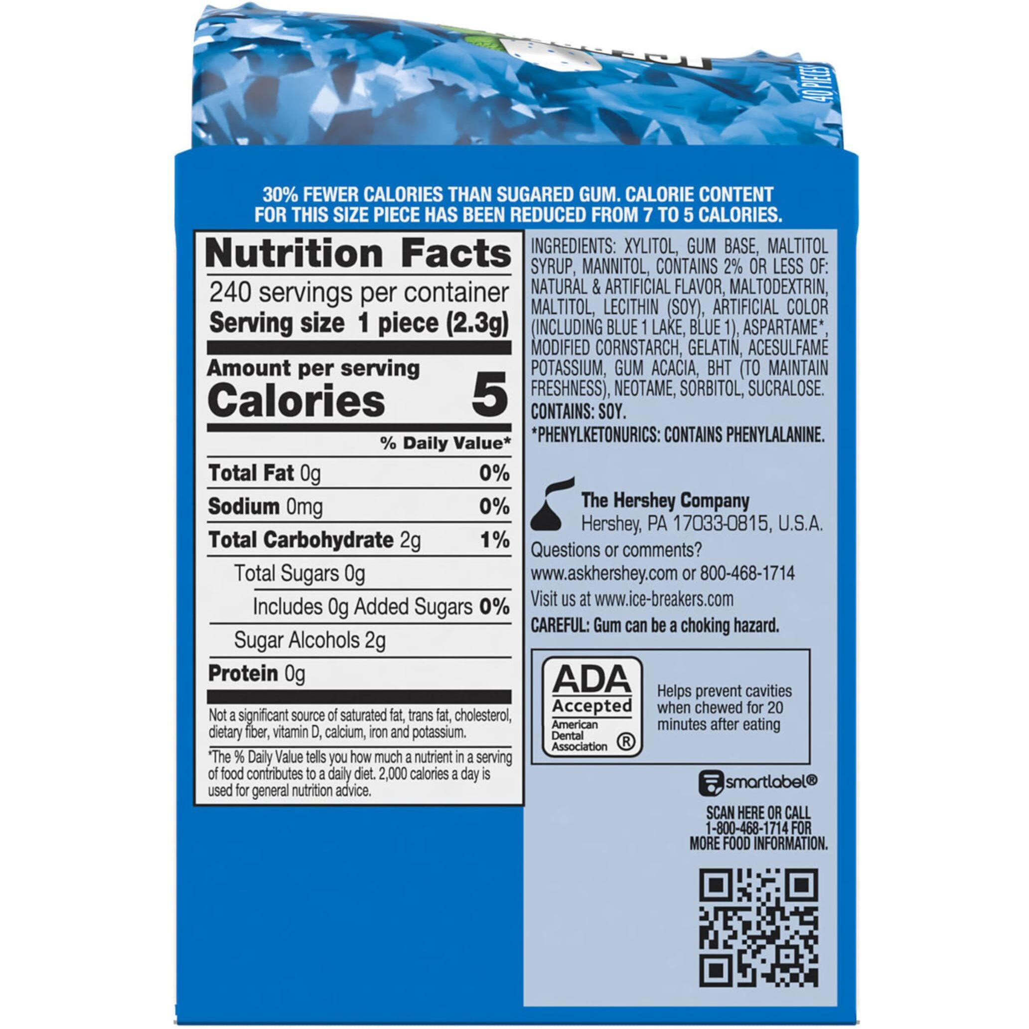 Ice Breakers Ice Cubes Peppermint Sugar Free Chewing Gum Bottles, 3.24 Oz (6 Count, 40 Pieces)