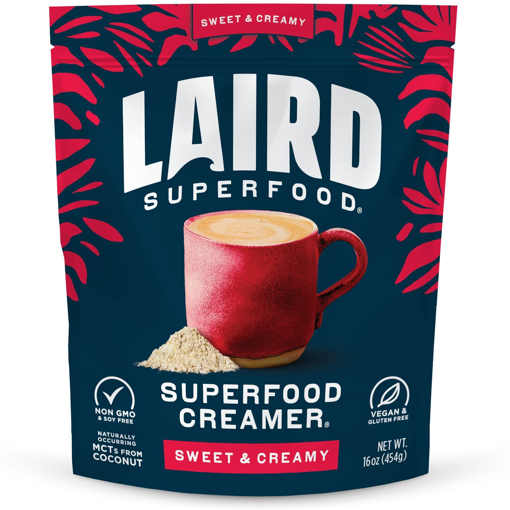 Laird Superfood Non-Dairy Superfood Creamer - Coconut Powder Coffee Creamer - Sweet & Creamy - Gluten Free, Non-Gmo, Vegan - 16 Oz. Bag, Pack Of 1