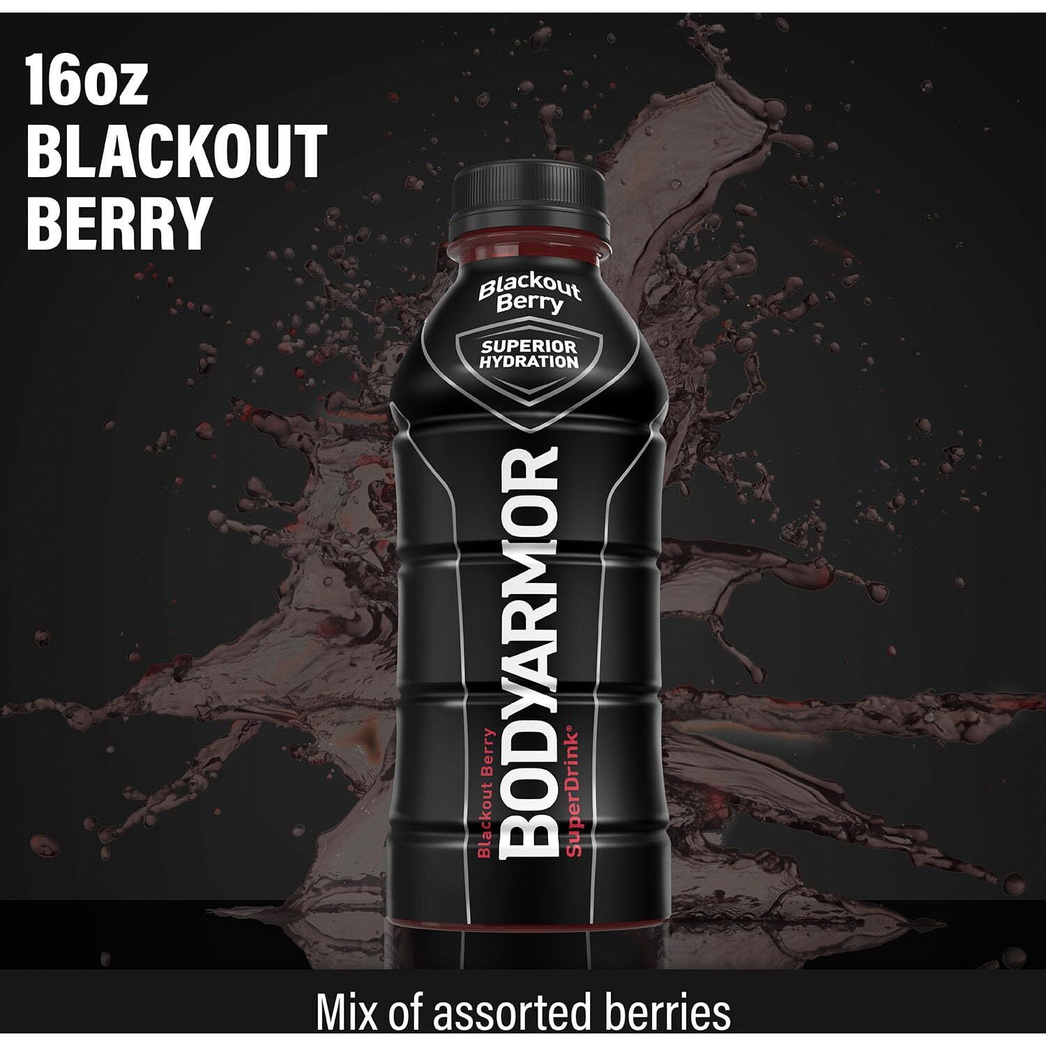 Bodyarmor Sports Drink Sports Beverage, Blackout Berry, Coconut Water Hydration, Natural Flavors With Vitamins, Potassium-Packed Electrolytes, Perfect For Athletes, 16 Fl Oz (Pack Of 12)