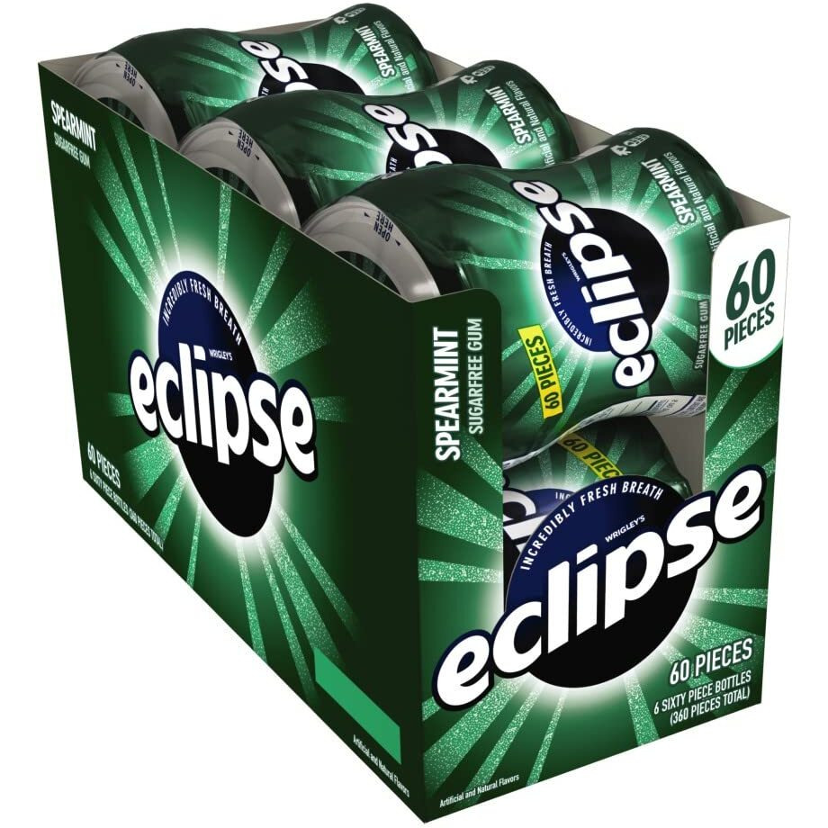 Eclipse Spearmint Sugarfree Gum, 60 Count (Pack Of 6)