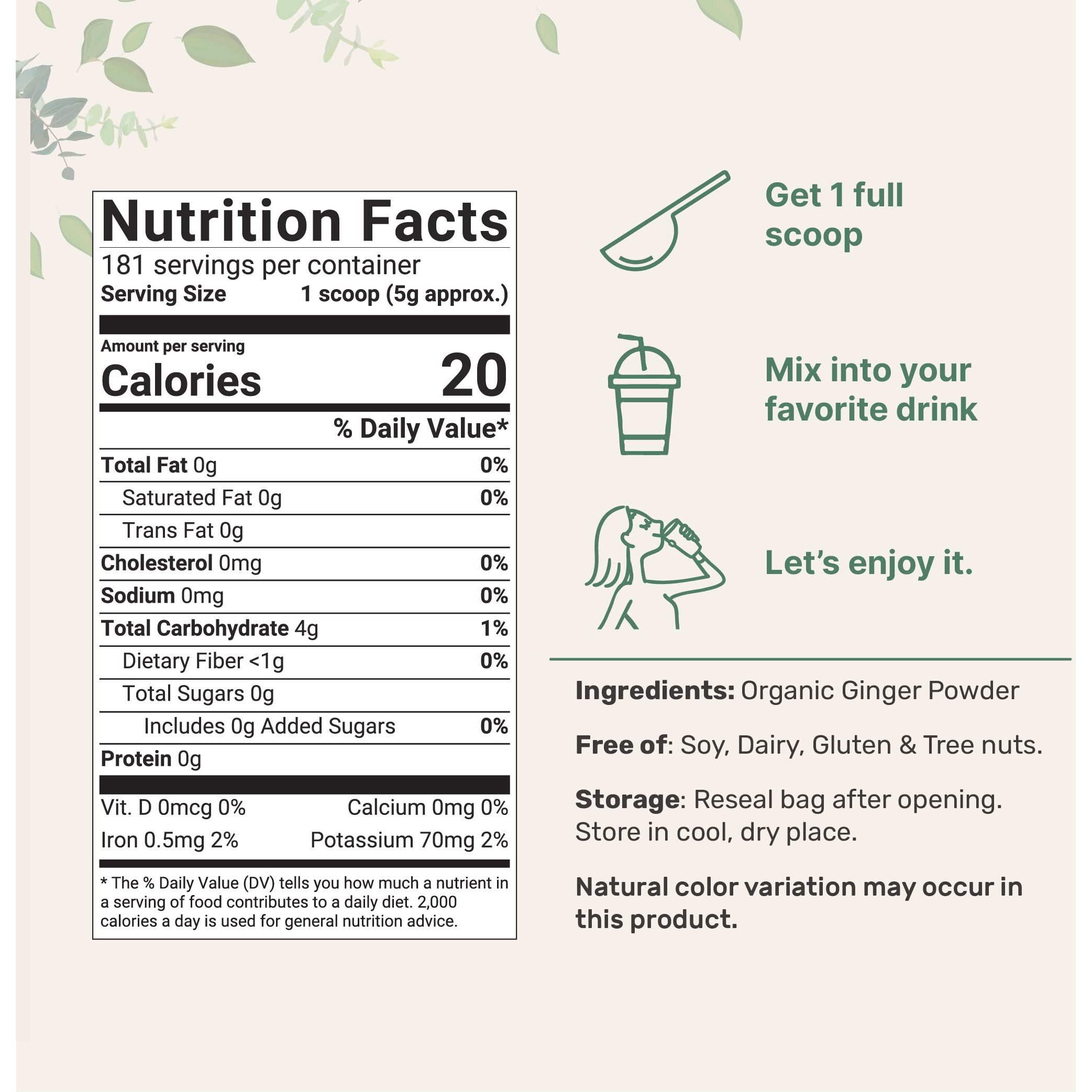 Organic Ginger Powder, 2Lbs (32Oz) | Premium Source For Spice & Seasoning | Great For Baking, Cooking & Tea | Additive Free, Non-Gmo, Bulk Supply