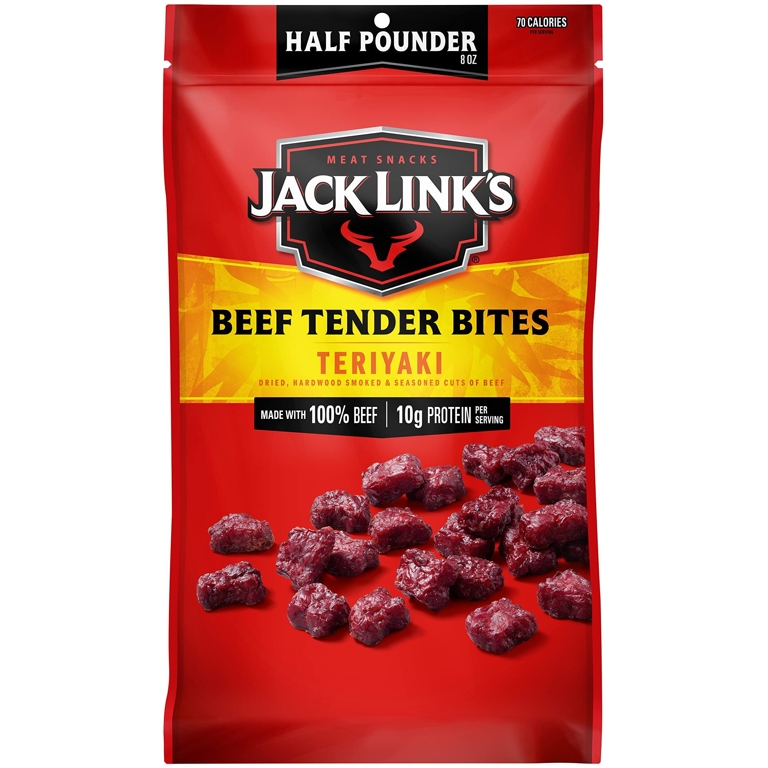 Jack Link's Beef Tender Bites, Teriyaki,  Pounder Bag - Flavorful Jerky Snack For Lunches, 10G Of Protein And 70 Calories, Made With Premium Beef - No Added Msg Or Nitrates/Nitrites (Packaging May Vary)