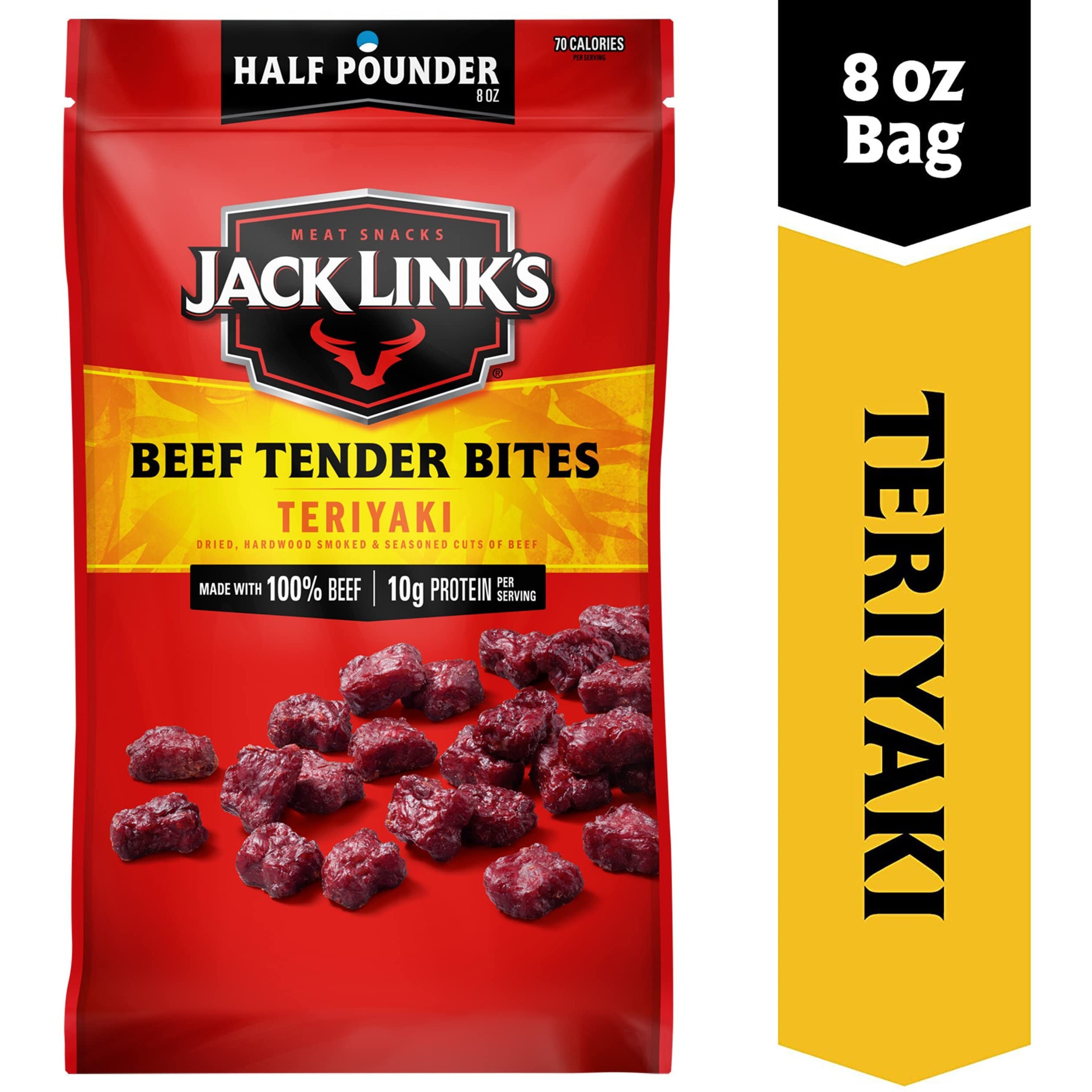Jack Link's Beef Tender Bites, Teriyaki,  Pounder Bag - Flavorful Jerky Snack For Lunches, 10G Of Protein And 70 Calories, Made With Premium Beef - No Added Msg Or Nitrates/Nitrites (Packaging May Vary)