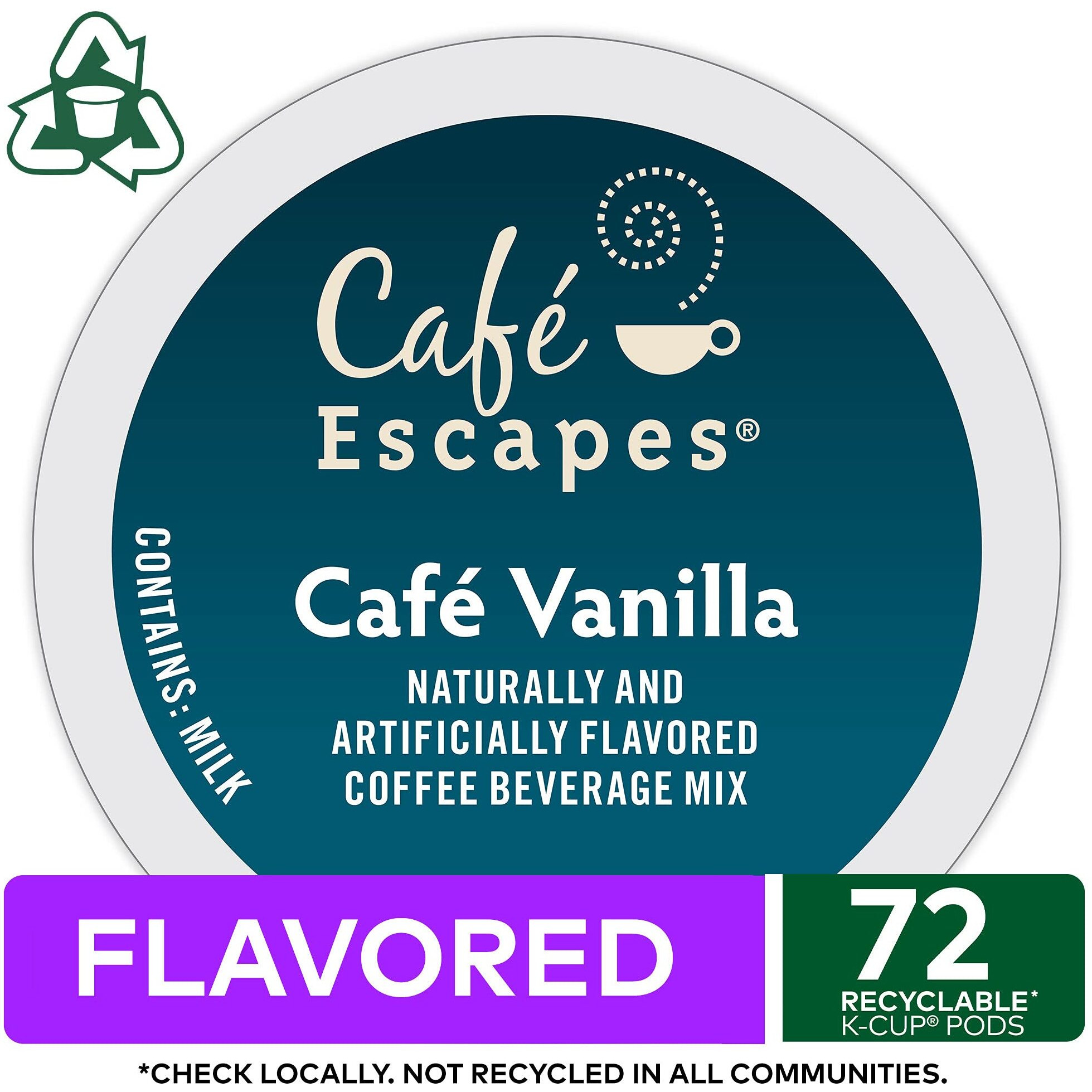 Cafe Escapes Cafe Vanilla Keurig Single-Serve K-Cup Pods, 72 Count (6 Packs Of 12)
