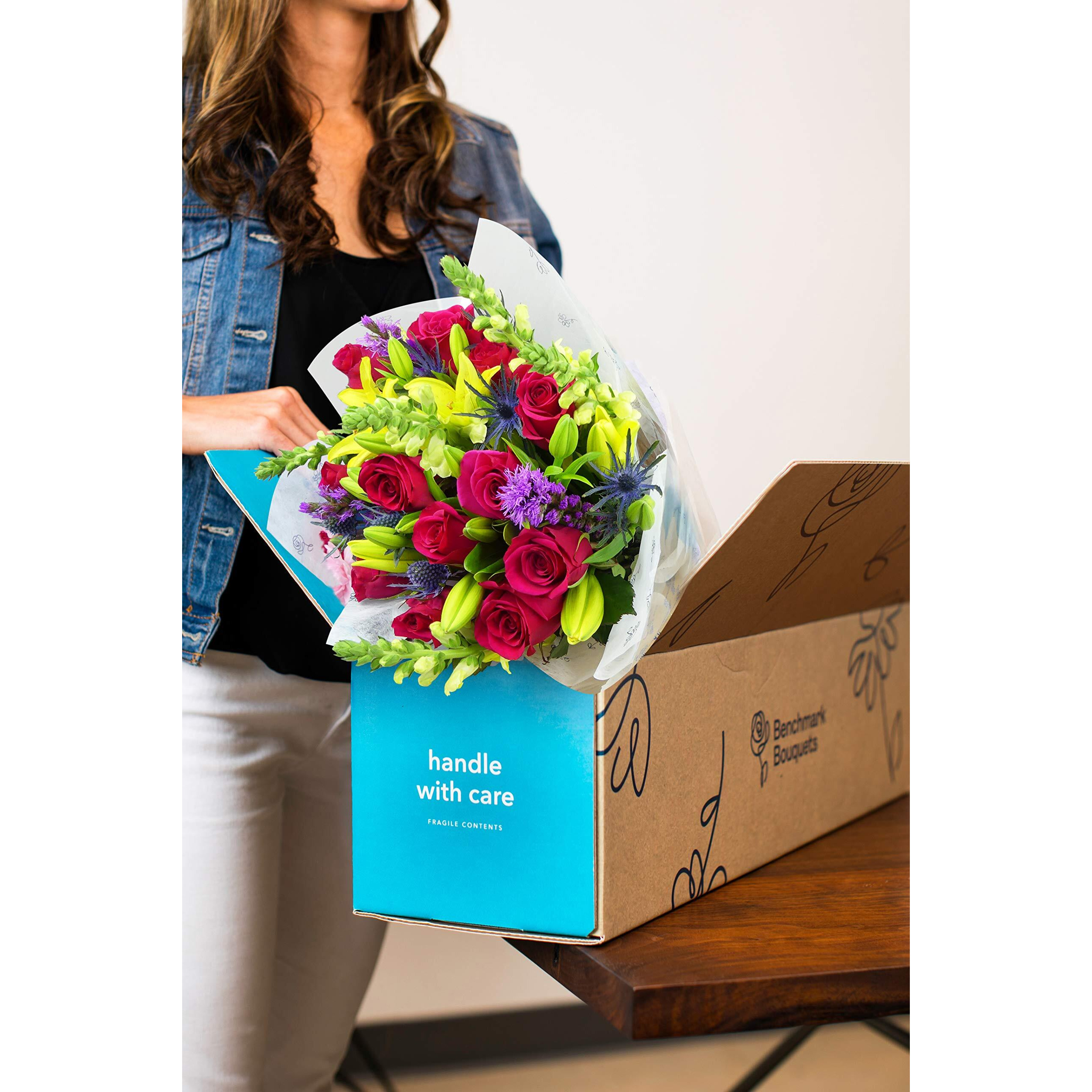 Benchmark Bouquets, Joyful Wishes, Glass Vase Included, Gift Fresh Flowers For Birthday, Anniversary, Get Well, Sympathy, Congratulations, Thank You, Just Because