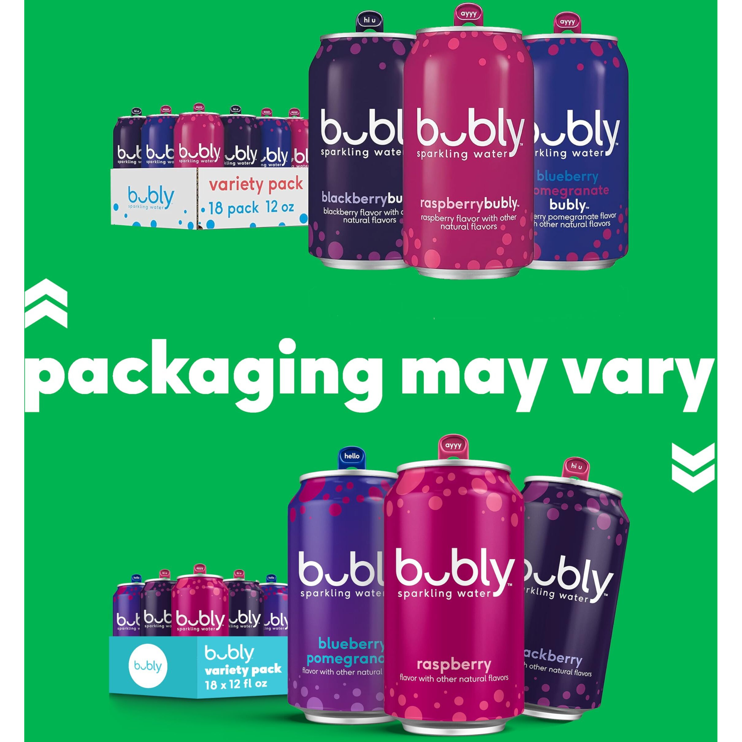 Bubly Sparkling Water, Triple Berry Variety Pack, Zero Sugar & Zero Calories, Seltzer Water, 12 Fl Oz Cans (Pack Of 18)