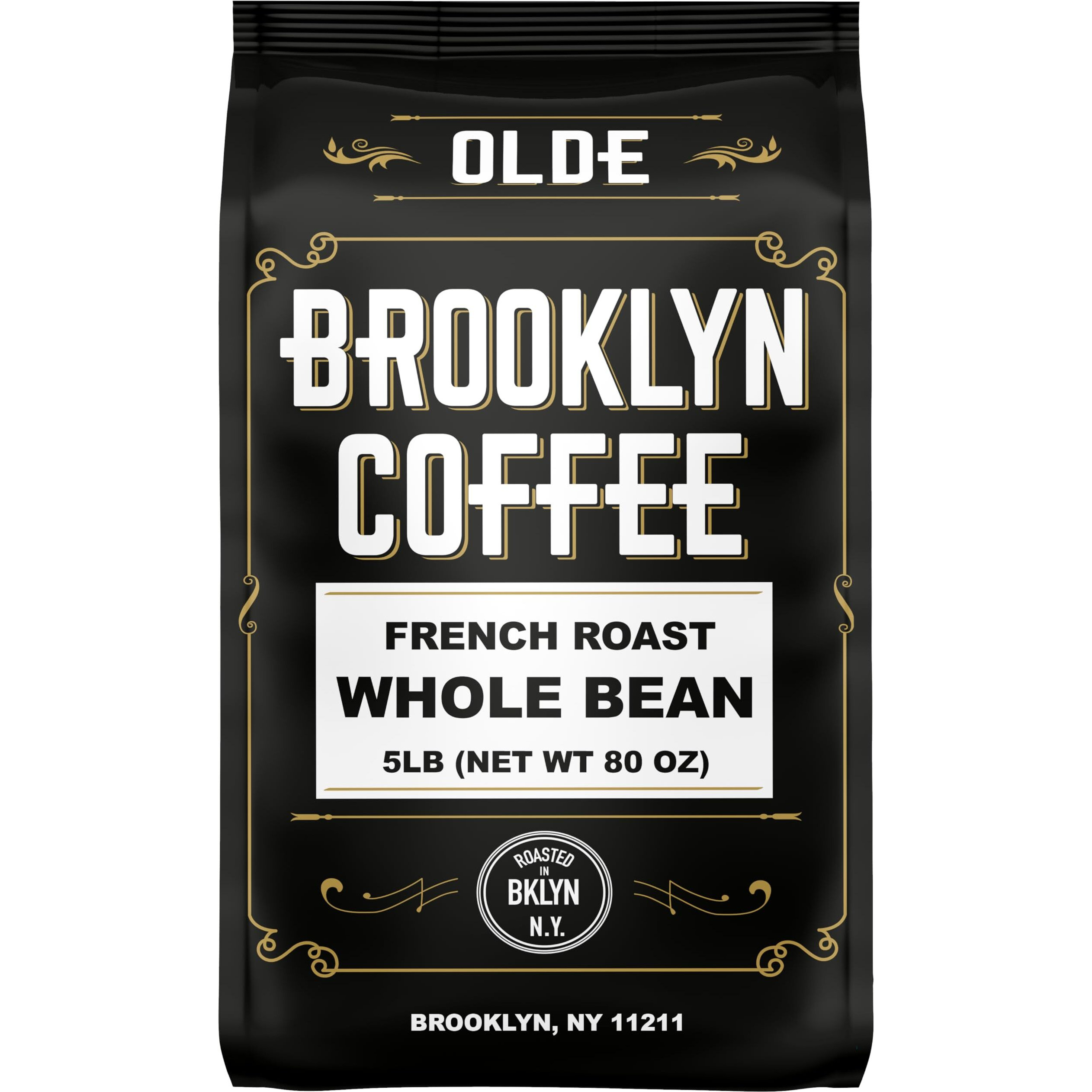 Brooklyn Coffee Whole Bean, French Dark Roast (5Lb) Silky Smooth, Bold, Balanced - Fresh Bulk Coffee Beans Roasted Weekly In Nyc