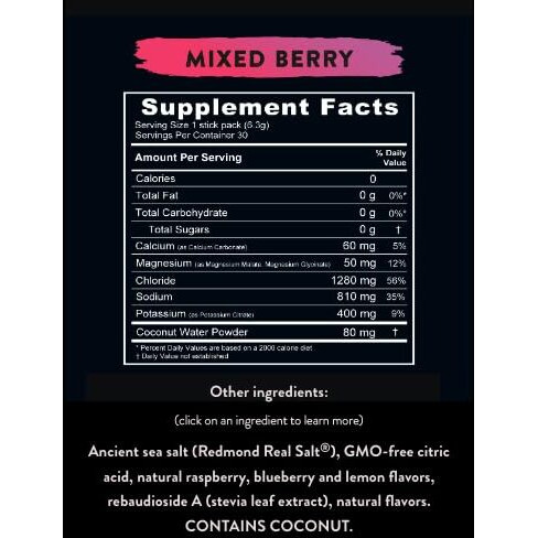 Redmond Re-Lyte Hydration Electrolyte Mix (Mixed Berry) 30 Stick Pack