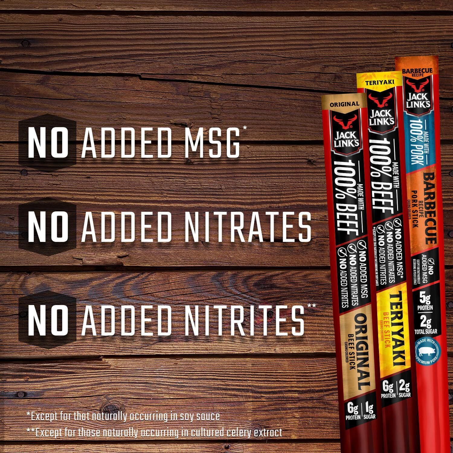 Jack Link's Beef Sticks - Includes (9) Original, (7) Teriyaki, (4) Barbecue Pork Protein Snack, No Added Msg - 0.92 Oz. (20 Count)