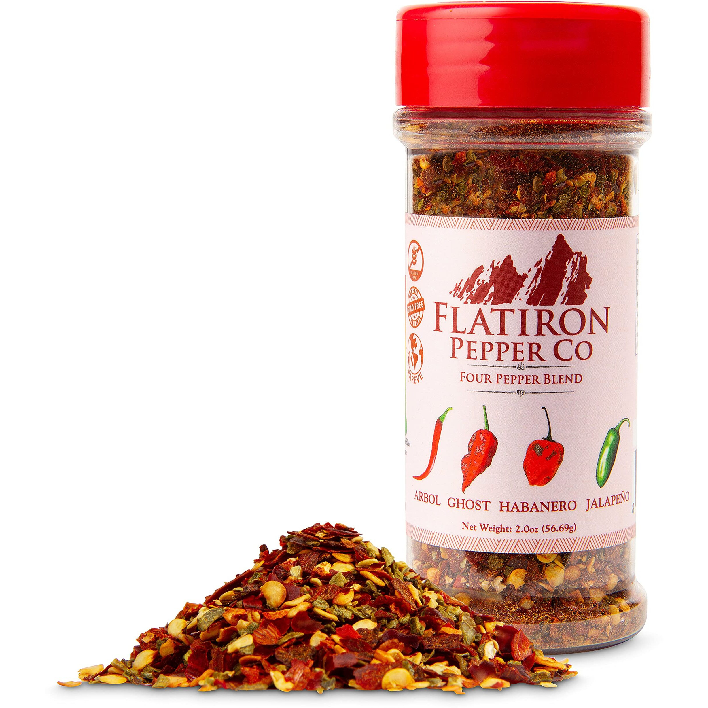 Flatiron Pepper Co - Four Pepper Blend. Premium Red Chile Flakes. Habanero - Jalapeno - Arbol - Ghost Pepper