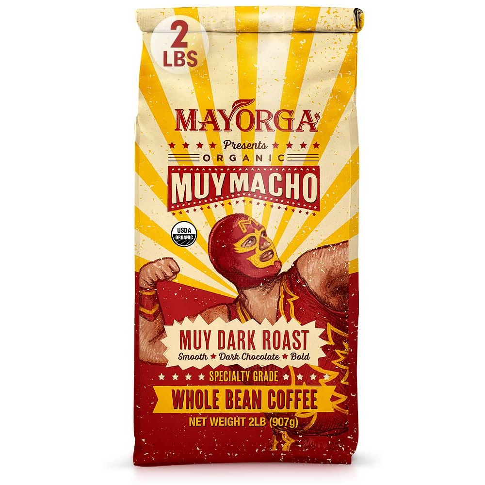 Mayorga Intense Dark Roast Coffee, 2 Lb Bag - Muy Macho Blend, The World's Strongest Organic Coffee - 100% Arabica Whole Coffee Beans - Bold Flavor - Specialty Grade, Non-Gmo, Direct Trade