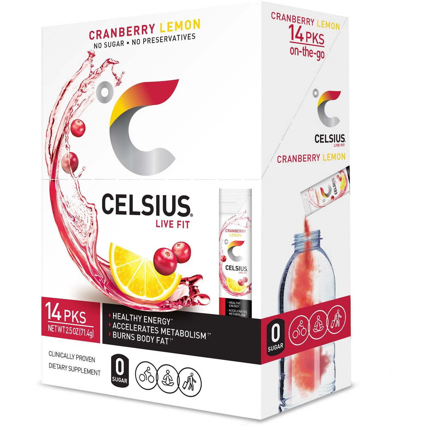 Celsius On-The-Go Powder Stick, Combo Pack Of Dragonfruit Lime And Cranberry Lemon, 28 Piece Assortment