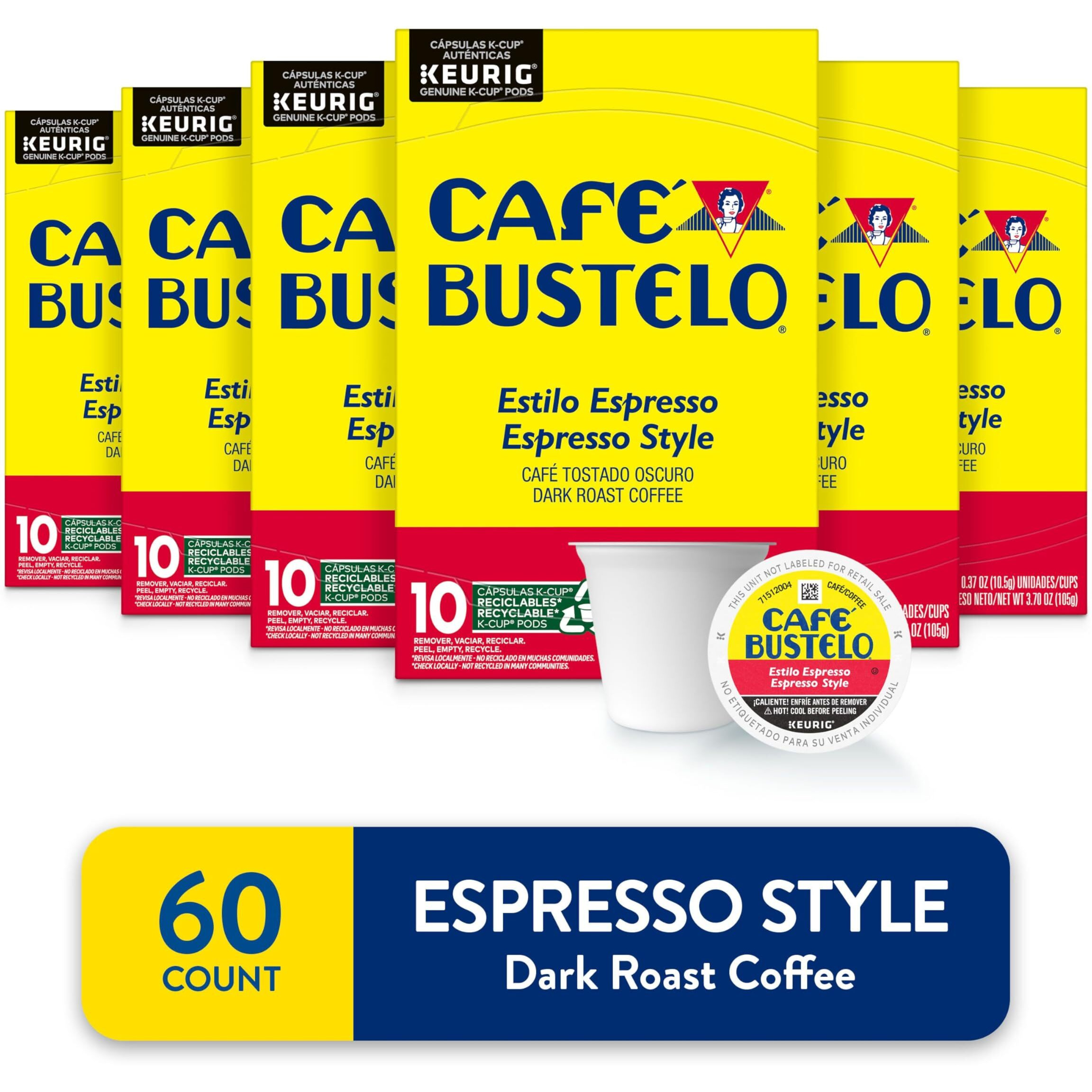 Caf   Bustelo Espresso Style Dark Roast Coffee, Keurig K-Cup Pods, 10 Count Box (Pack Of 6)
