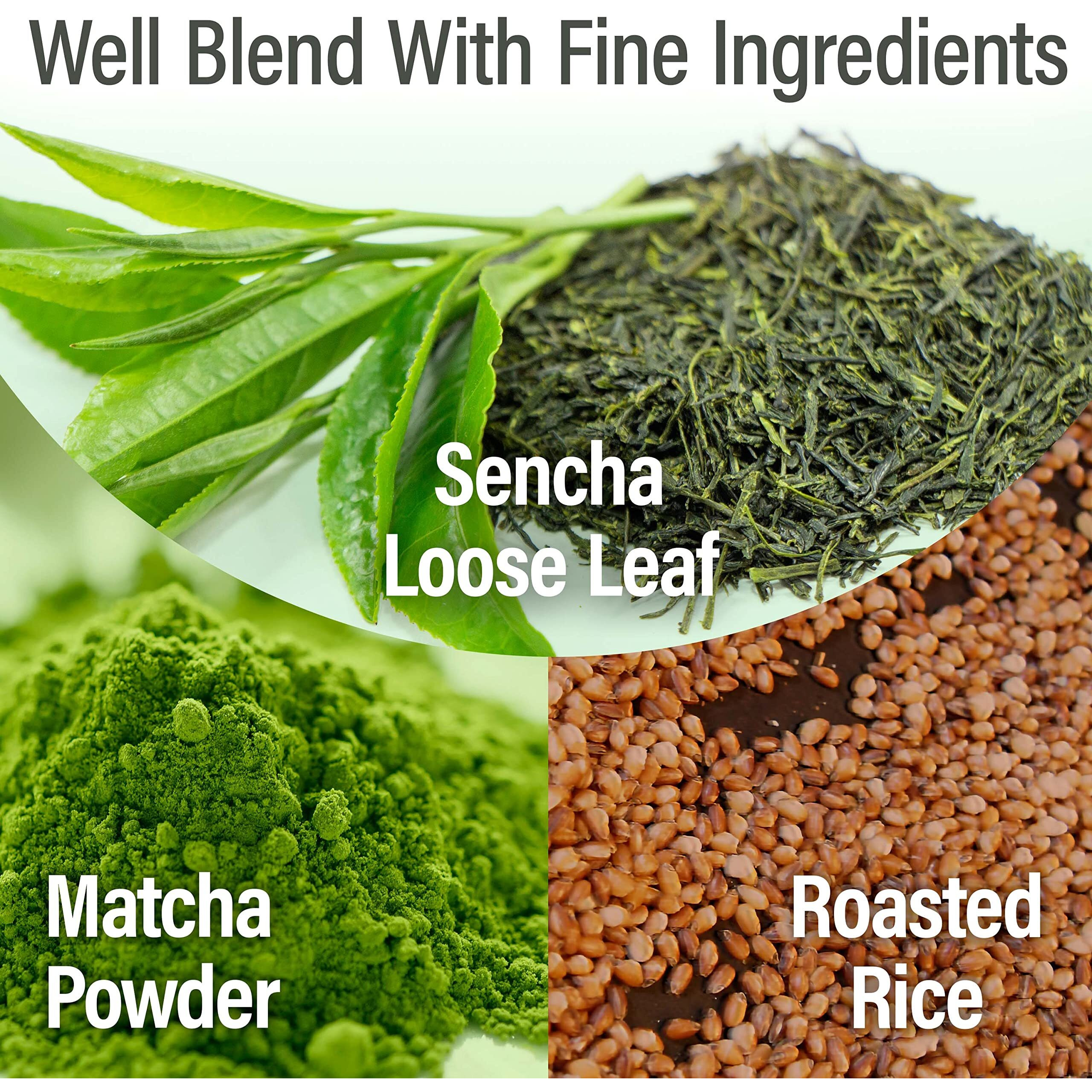 Genmaicha Green Tea With Matcha, Roasted Brown Rice Tea, Low Caffeine, Japanese Tea, 3G  60 Tea BagsYamasan