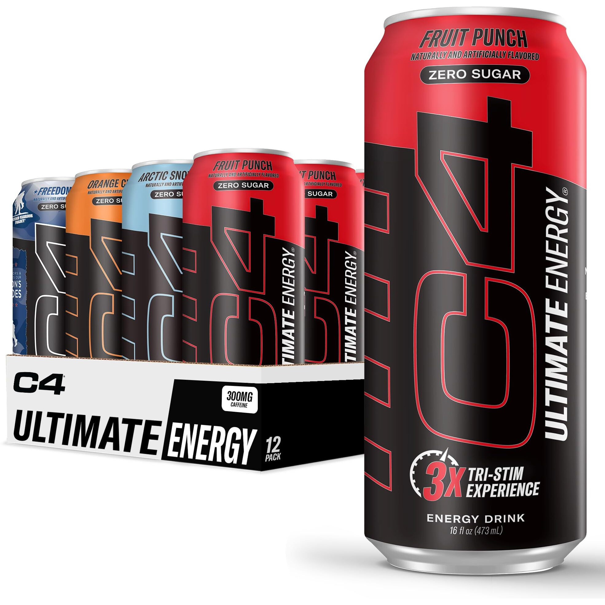 C4 Ultimate | Pre Workout Sugar Free Energy Drink Official Variety Pack | Tri-Stim Experience With 300Mg Caffeine + Teacrine + Dynamine | 16Oz (Pack Of 12)