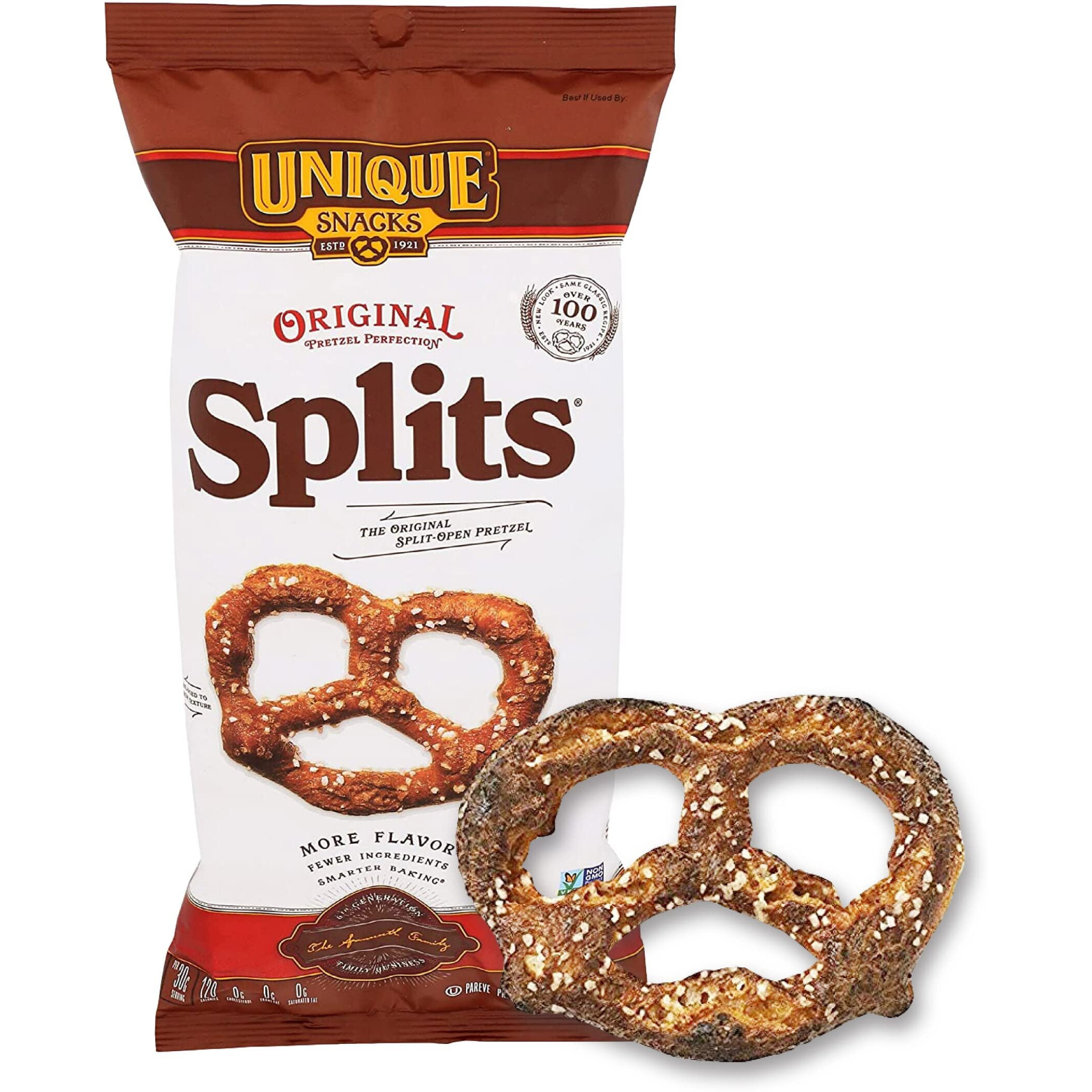 Unique Snacks Original Splits Pretzels, Delicious Homestyle Baked Snack Bag, Ou Kosher, And Non-Gmo Food, No Artificial Flavor, 11 Oz. Bag, Pack Of 6